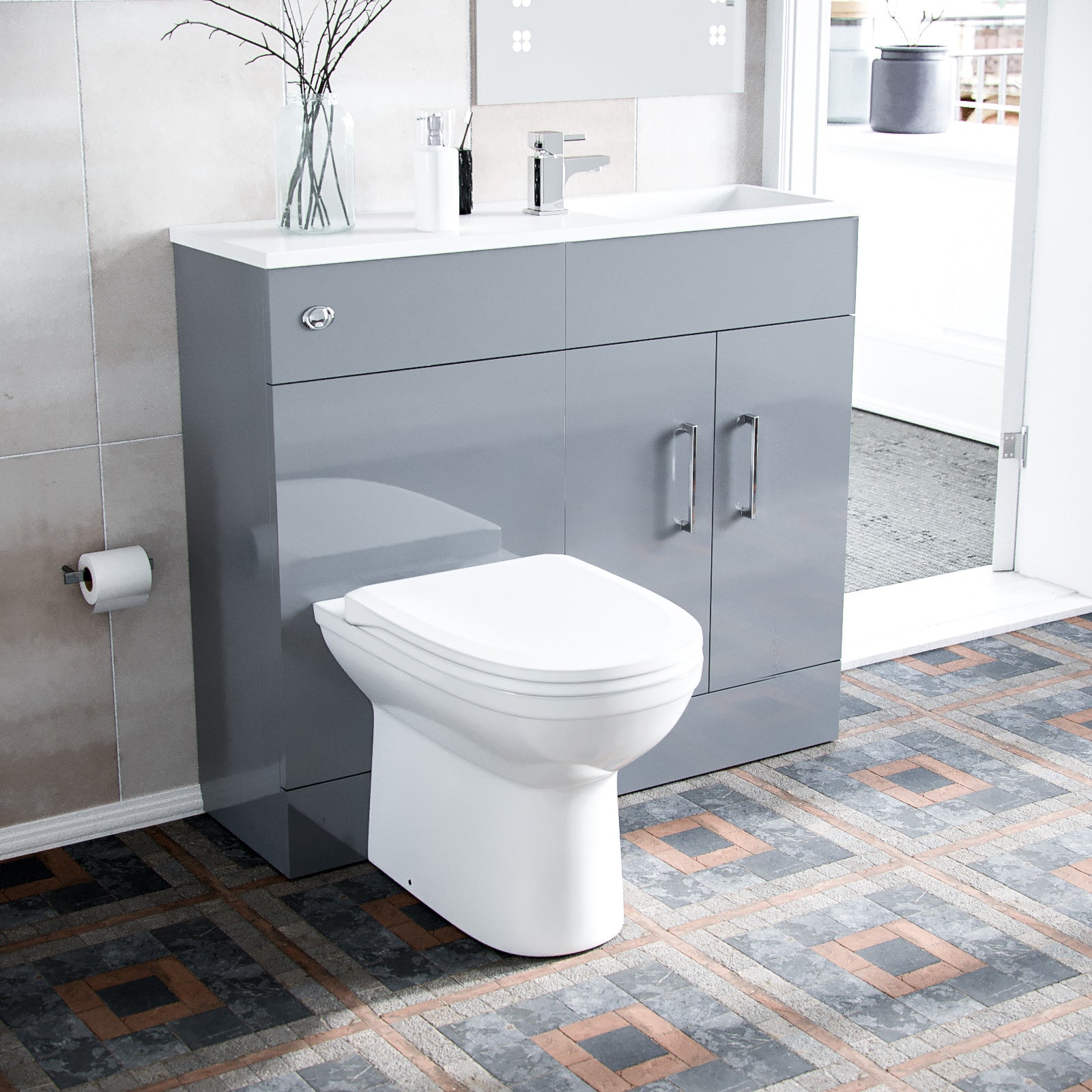 James 1000mm Slimline Floorstanding Vanity Basin BTW Combo Unit Grey - Flat Pack