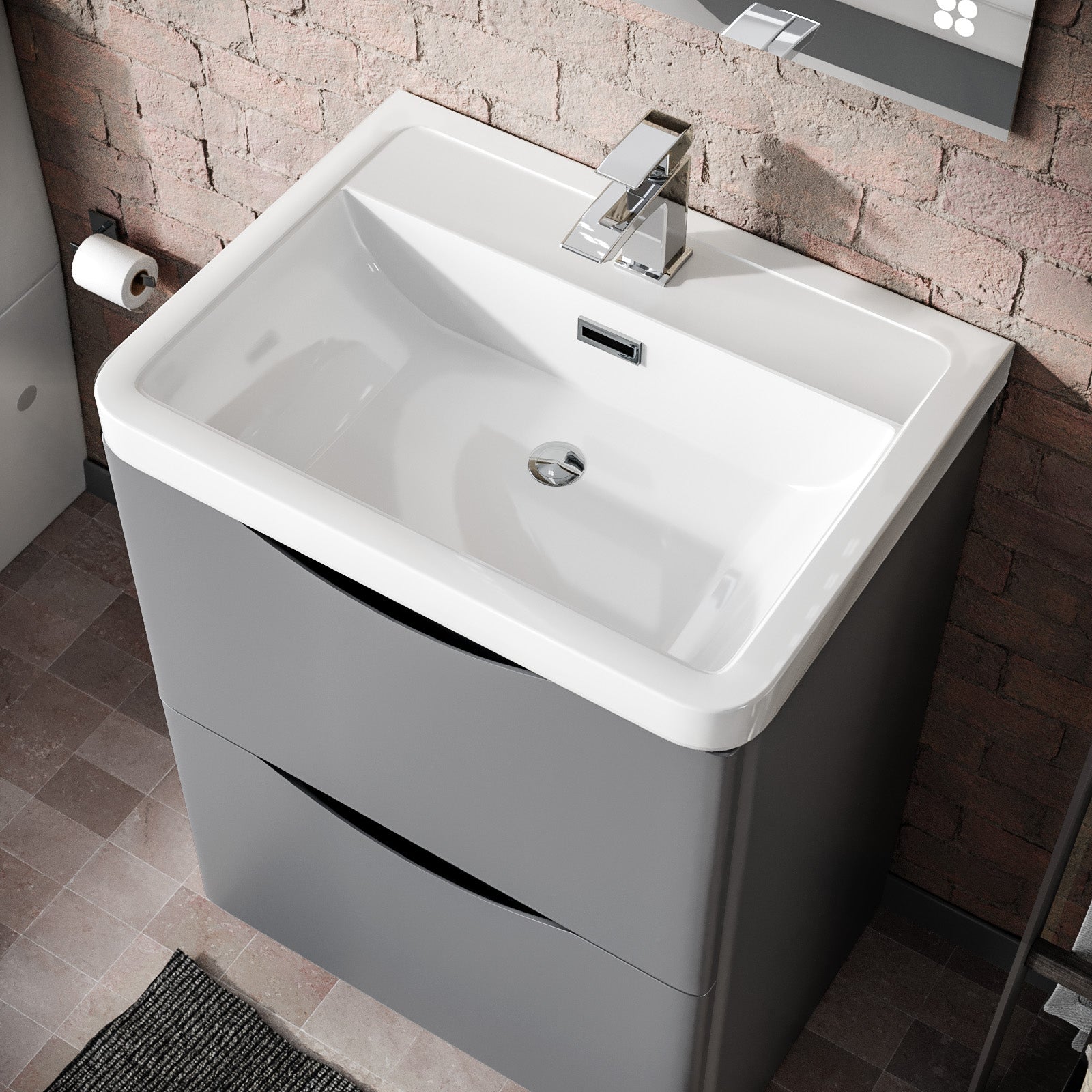 Merton 600mm Matte Grey Vanity with Basin