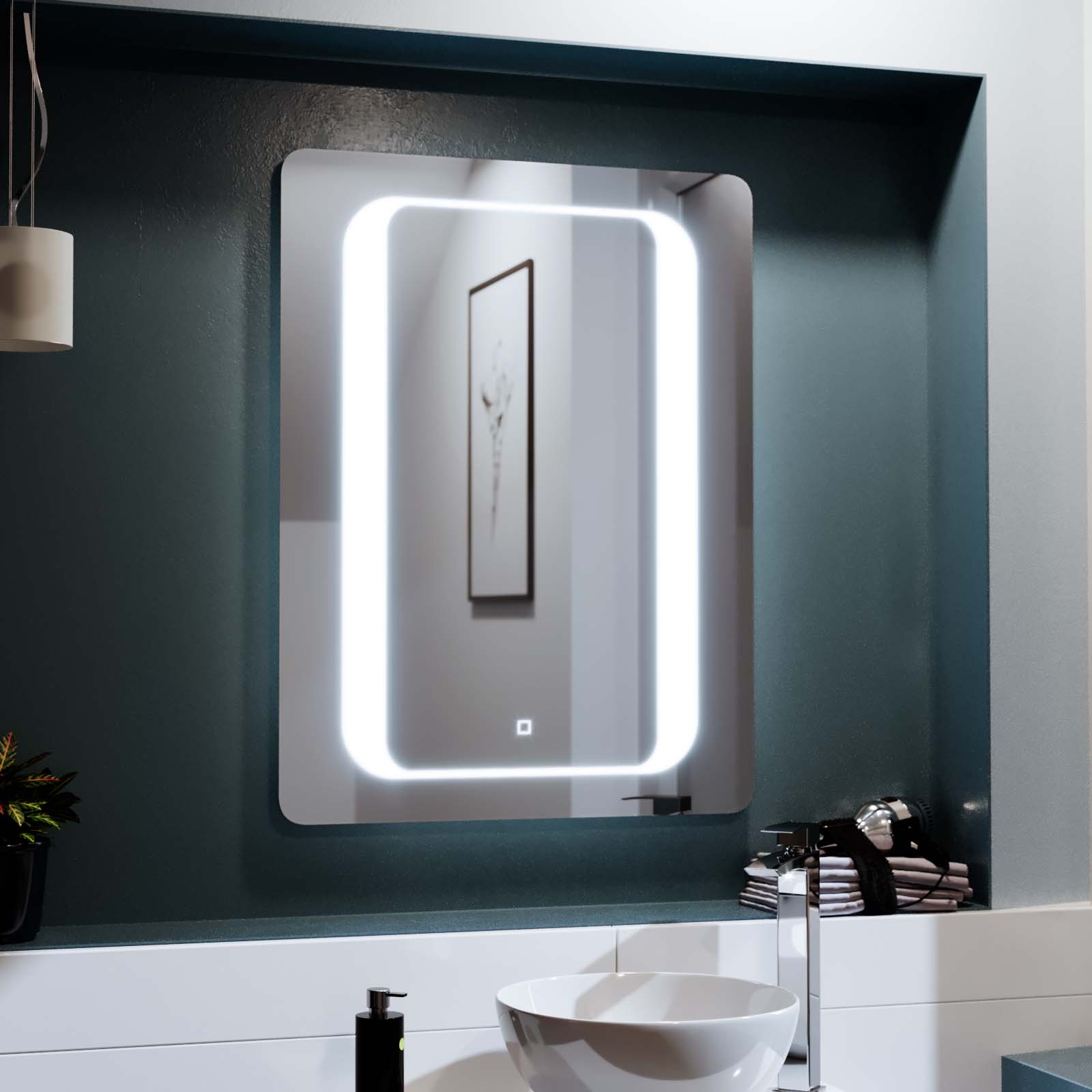 Illuminated 600 x 800 mm LED Bathroom Mirror with Anti Fog and Touch Switch  Osmo