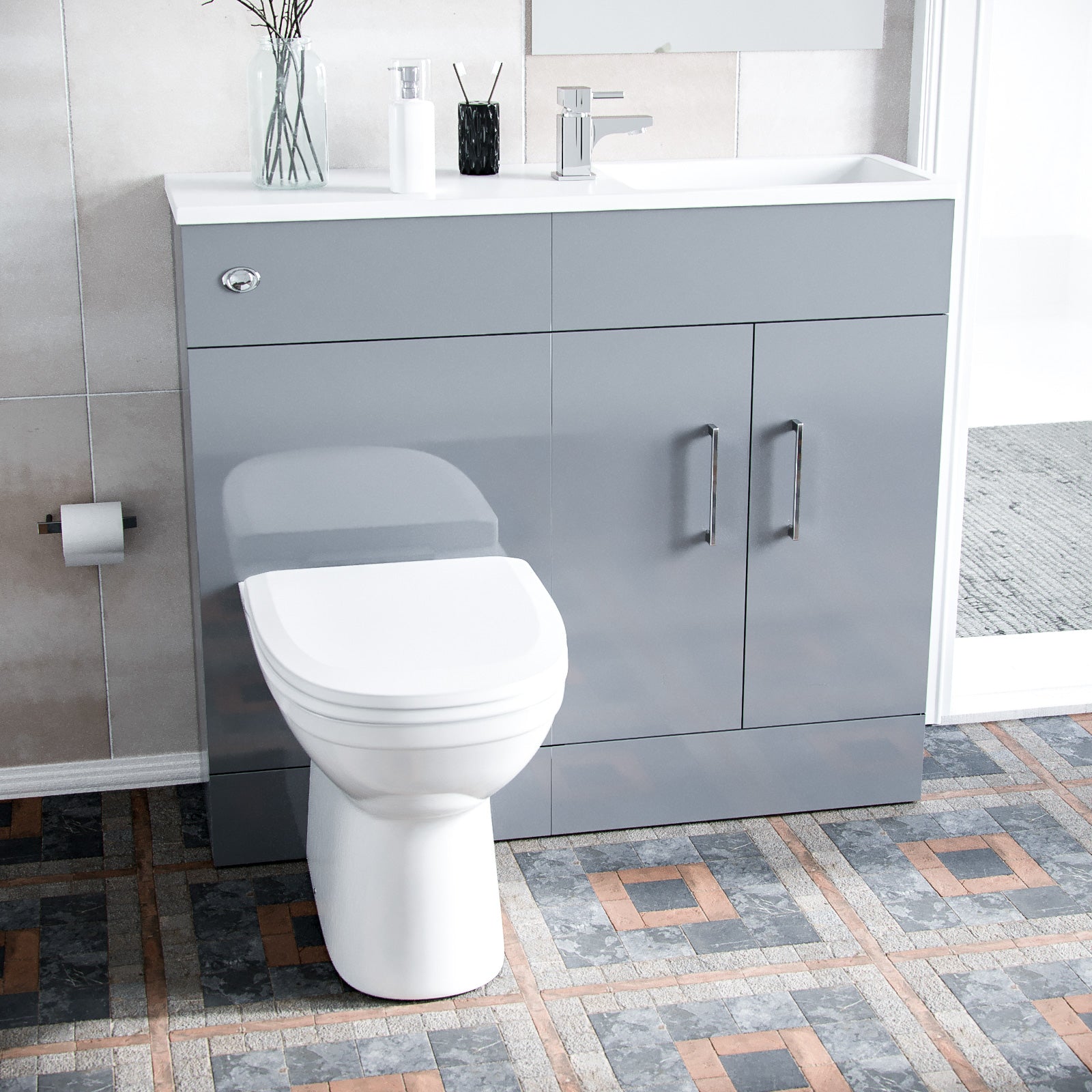 James 1000mm Slimline Floorstanding Vanity Basin BTW Combo Unit Grey - Flat Pack