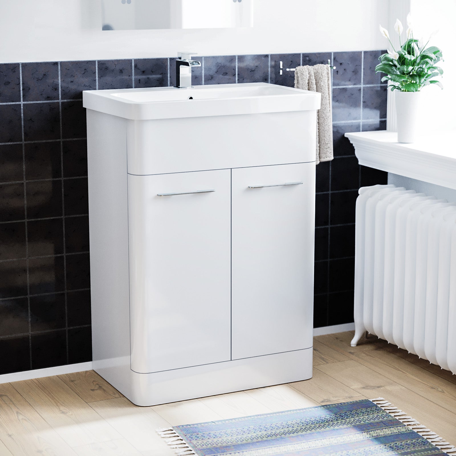 Afern 600mm Freestanding White Flat Packed Vanity Unit