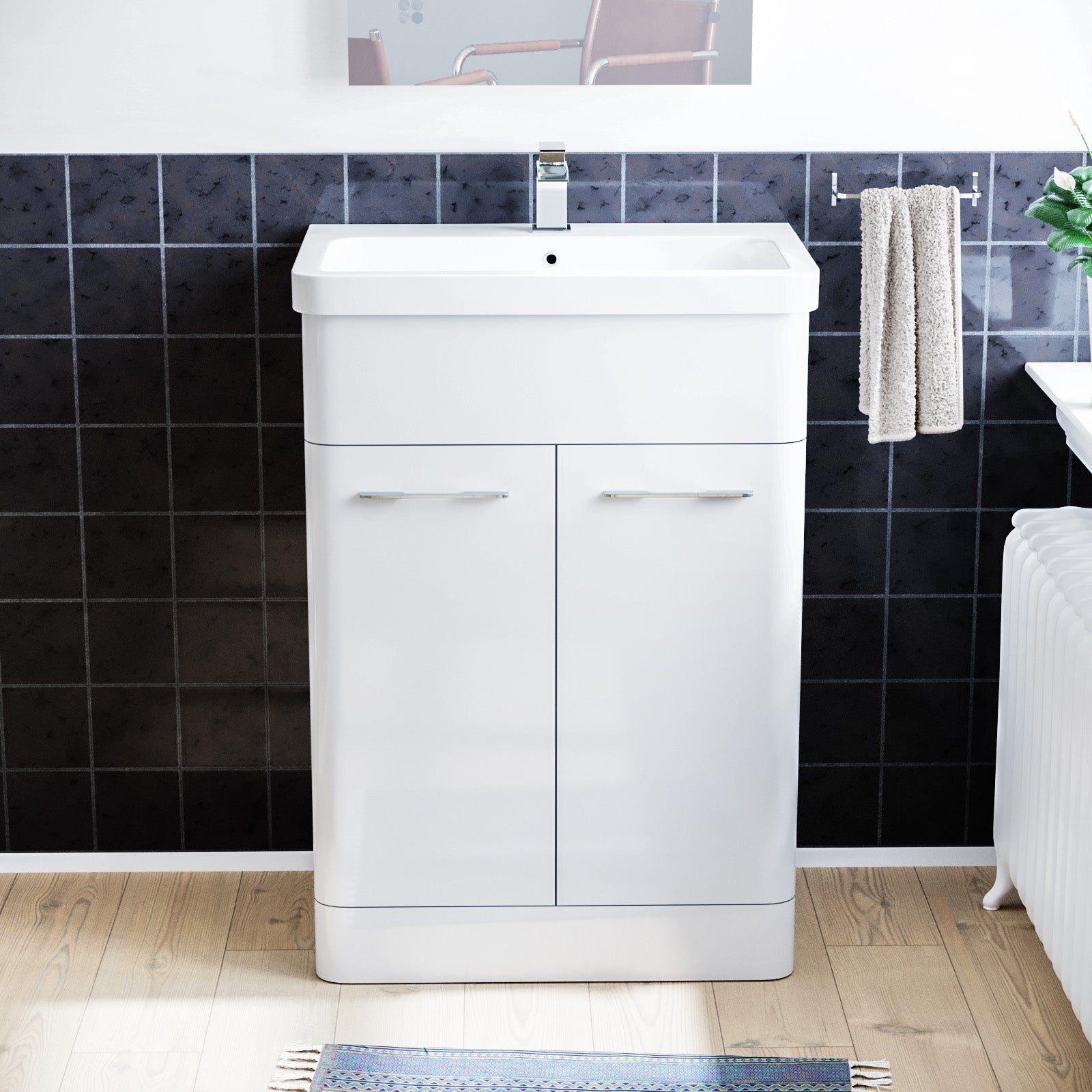 Afern 600mm Freestanding White Flat Packed Vanity Unit