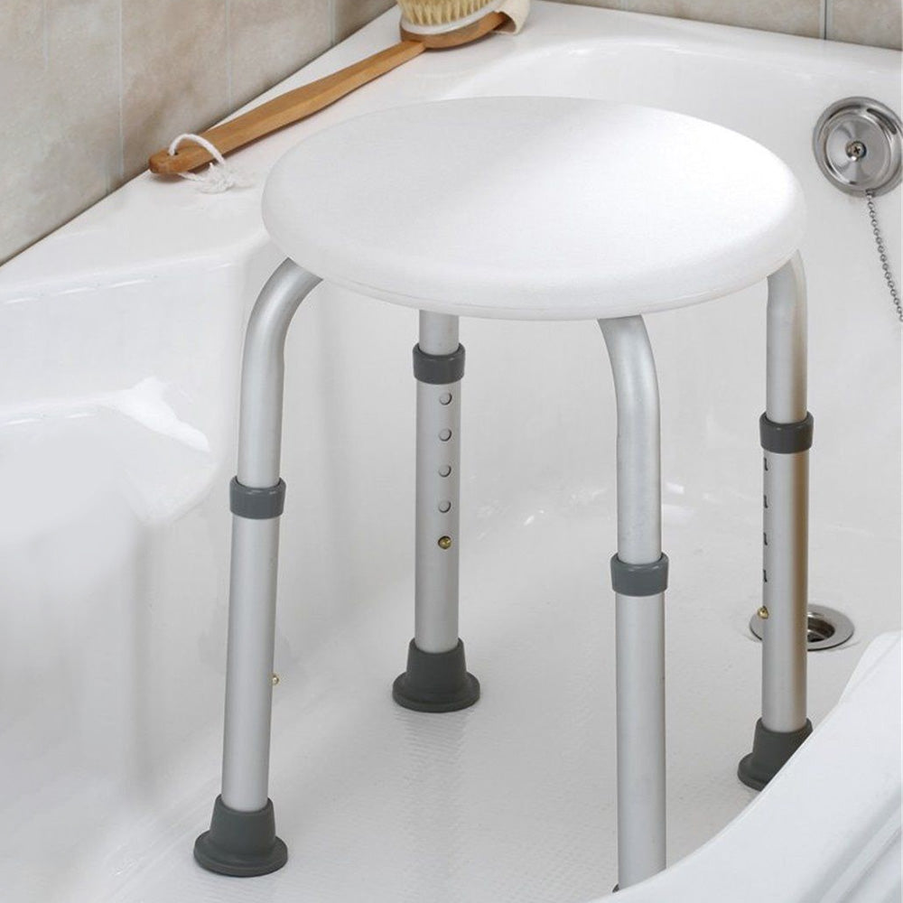 Round Light Weight Non Slip Shower Bath Stool with Adjustable Feet