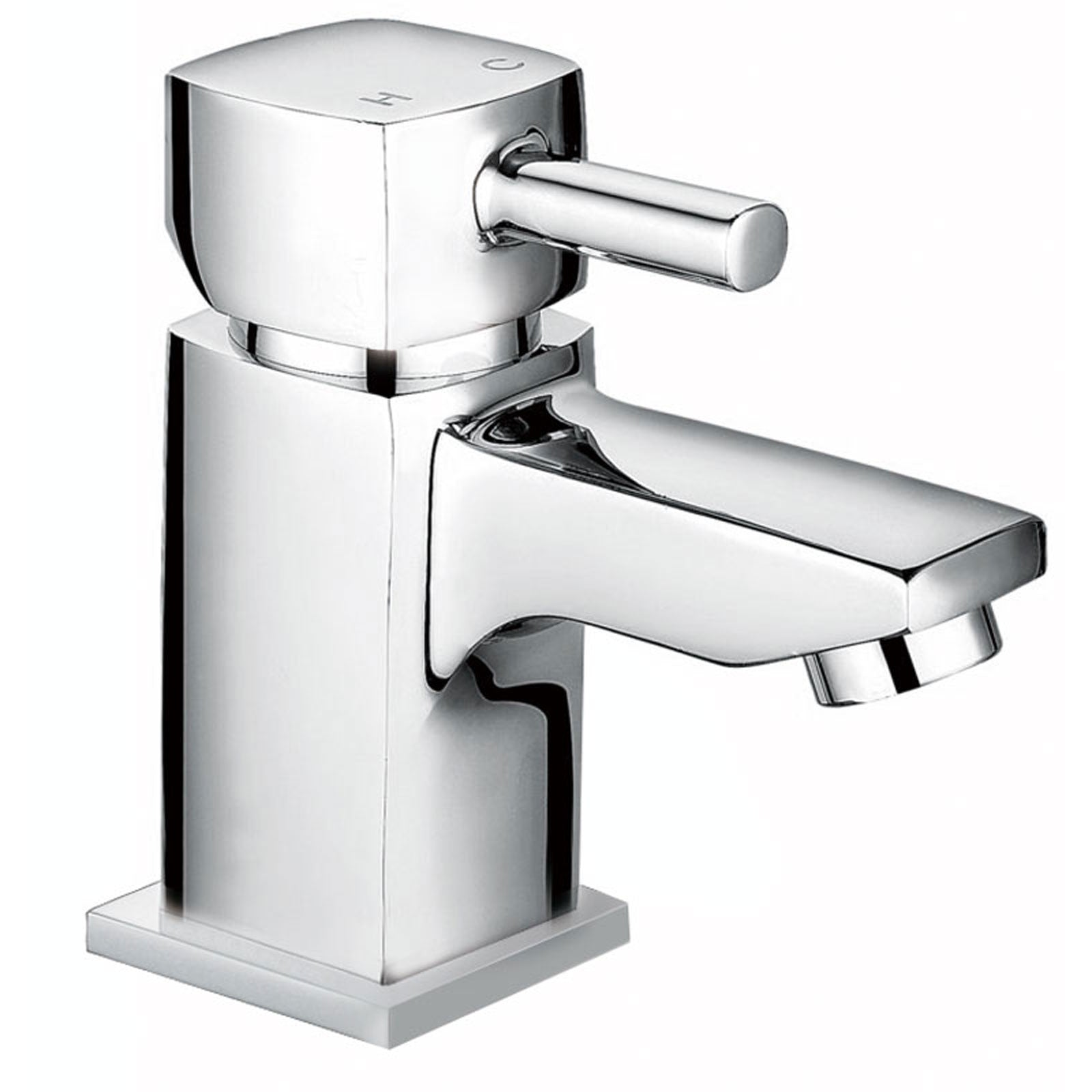 Boston Cloakroom Basin Mono Mixer Tap Chrome Square Single Lever Solid Brass