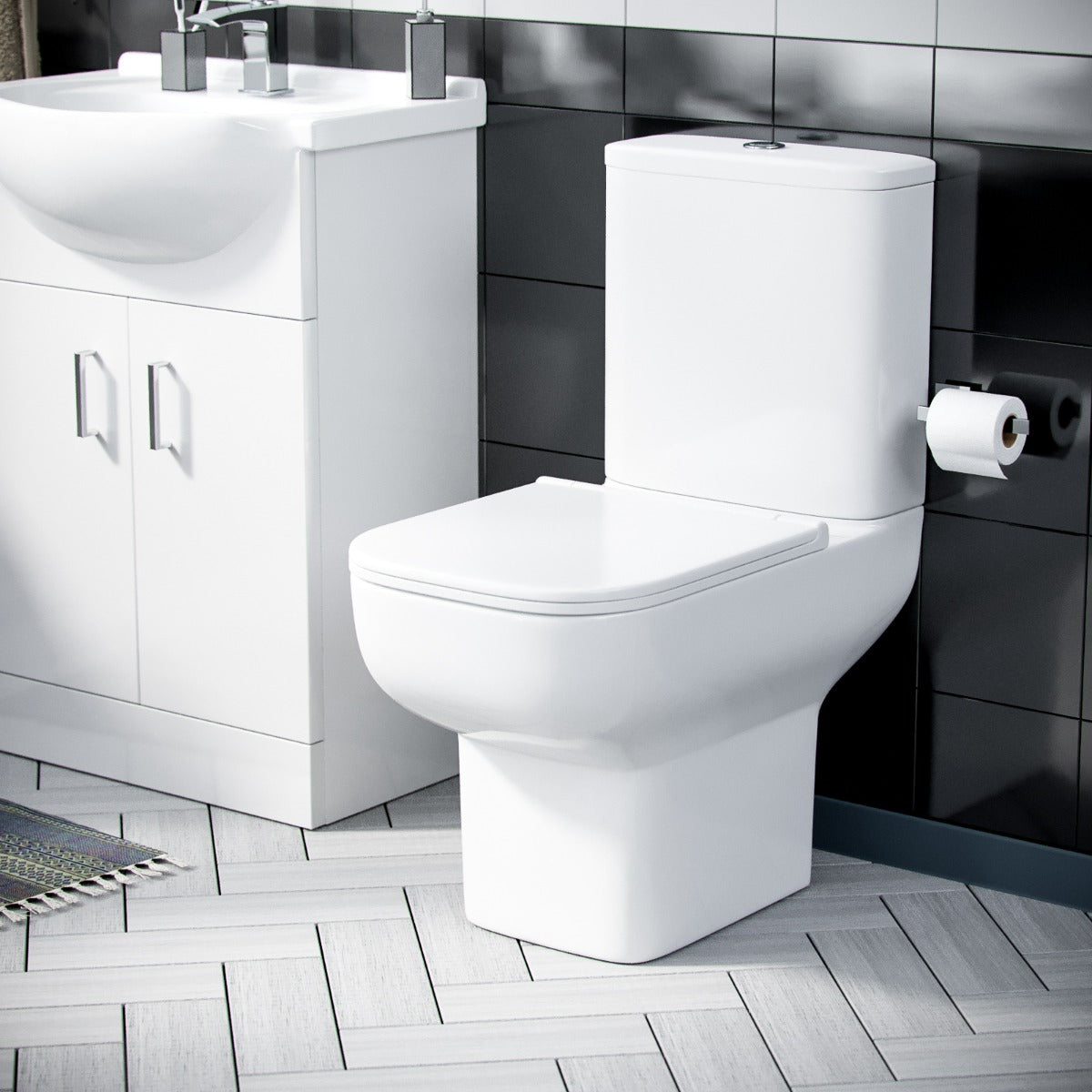 Ellen 550mm Freestanding Vanity Basin Unit & Close Coupled Toilet White