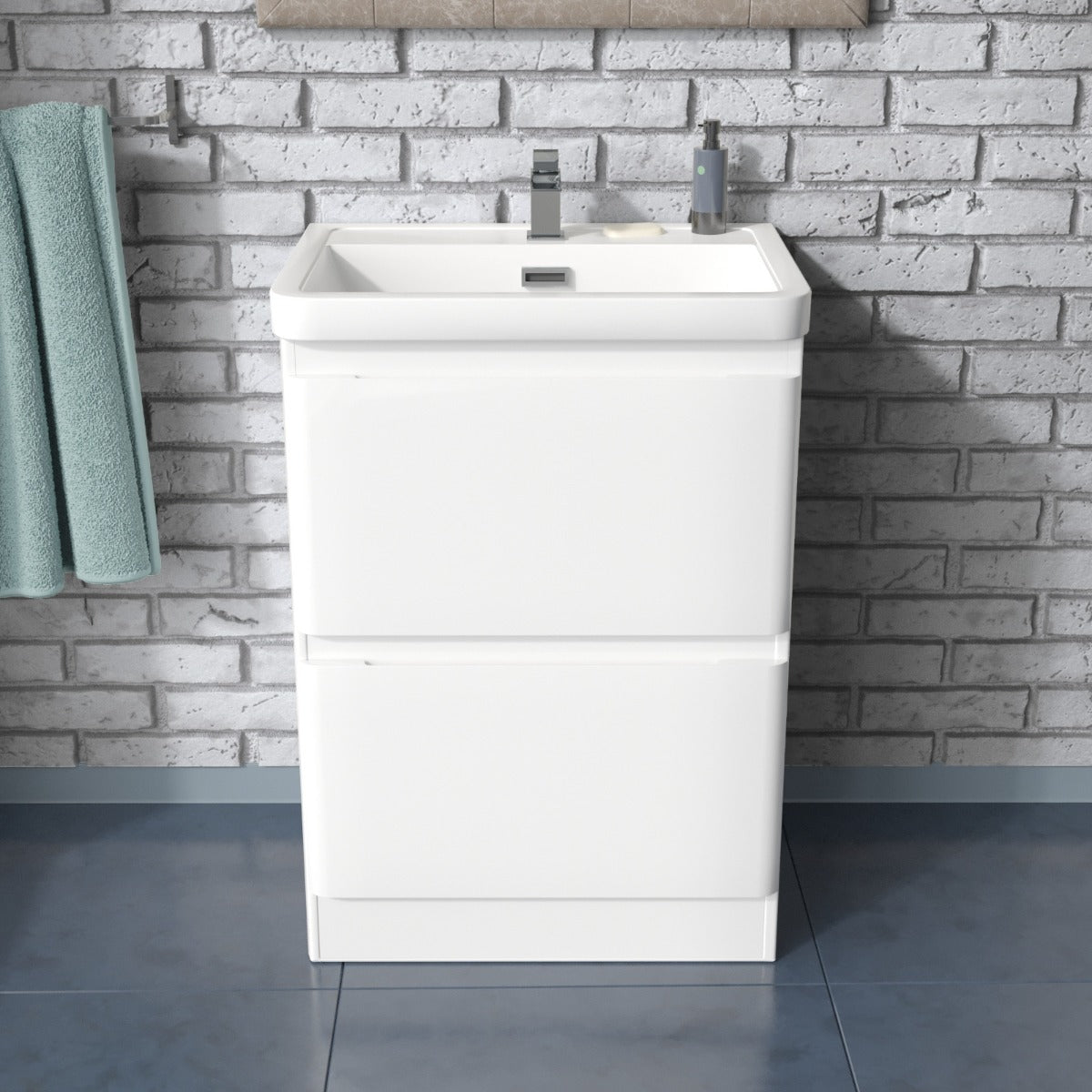 Jersey Basin Vanity Unit Furniture Storage Cabinet and Tap with Waste Set