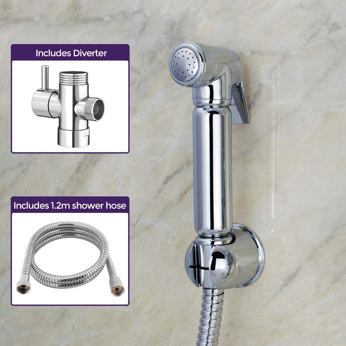 Hygienic Douche Toilet Shataf Bidet Shower Spray and Diverter Set