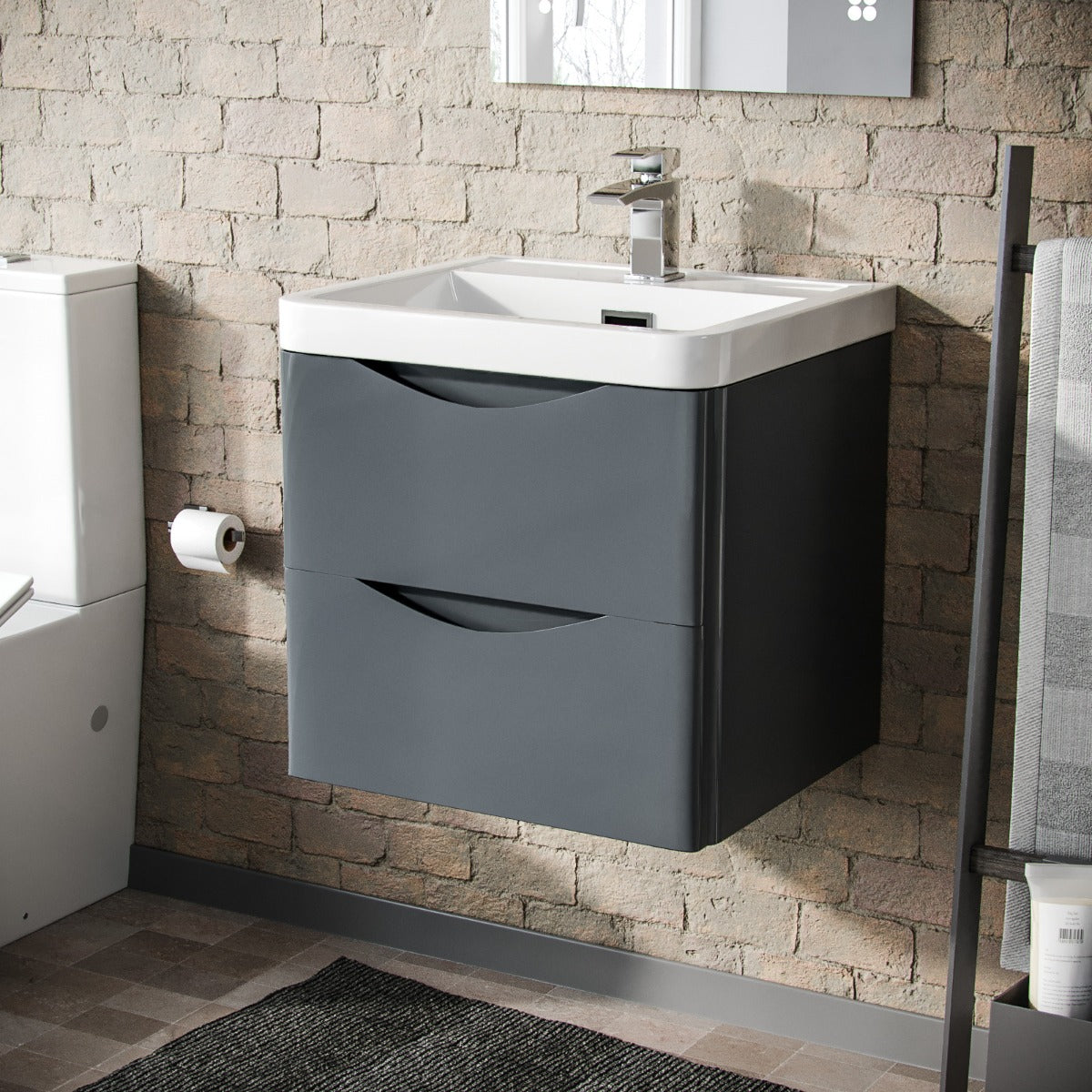 Merton 500mm Wall Hung Basin Vanity Unit Grey