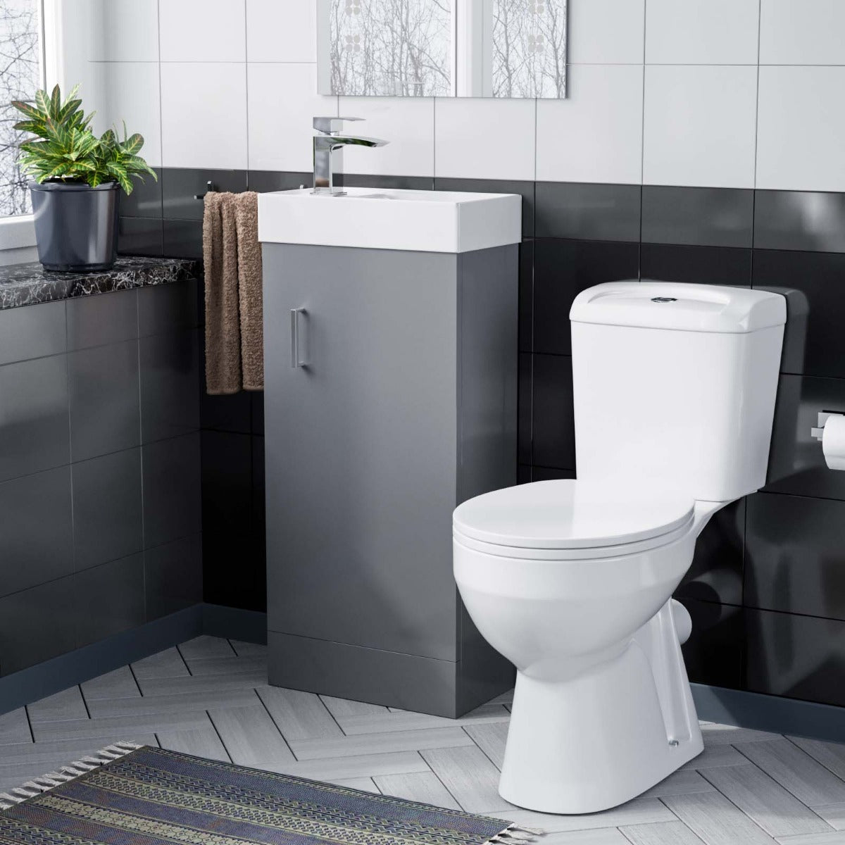 Nanuya 400mm Light Grey Vanity Unit and WC Toilet Pan