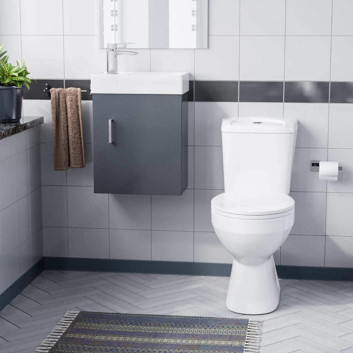 Nanuya 400mm  Grey Wall Hung Vanity Unit And Toilet Pan