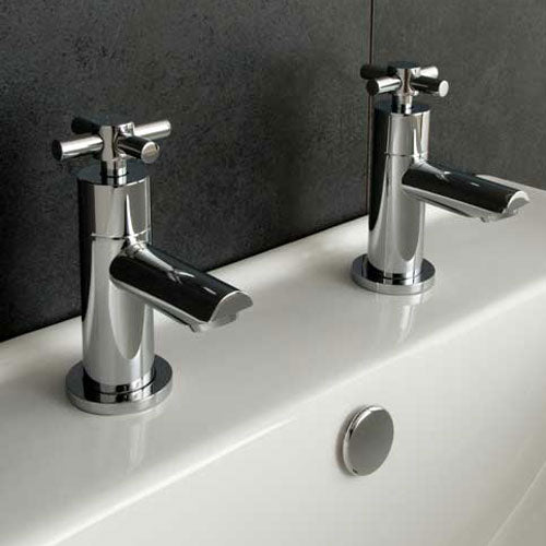Indigo Twin Hot and Cold Twin Basin Taps Chrome