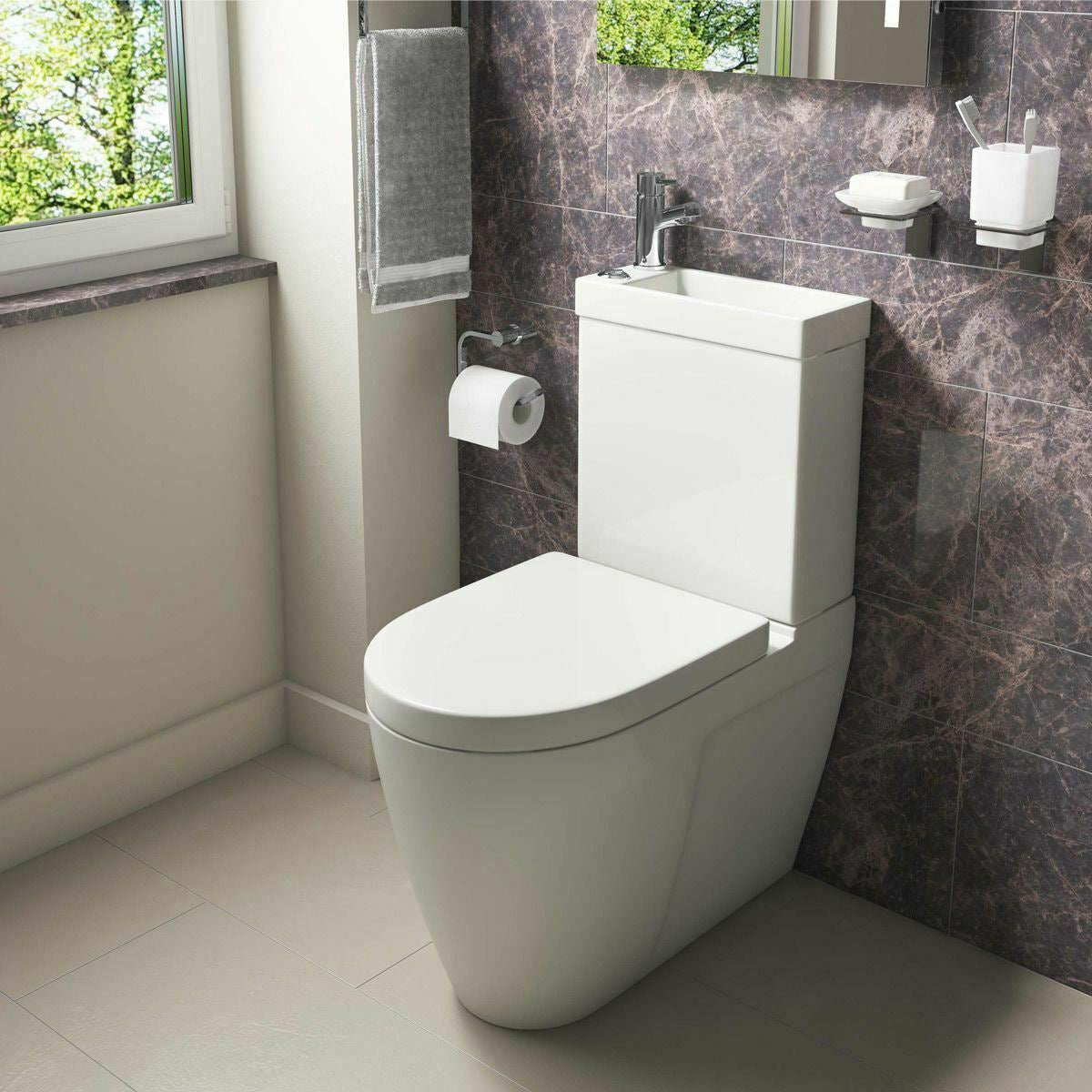 Allscot 2 in 1 Compact Basin Close Coupled Toilet & Mini Mono Basin Mixer