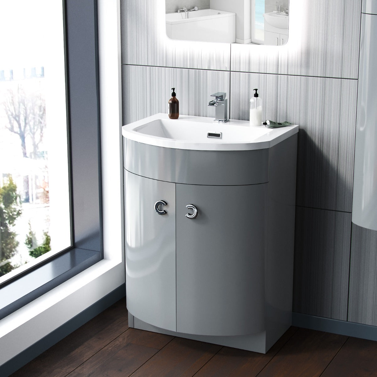 Dene Grey 600mm Modern Vanity Basin Unit