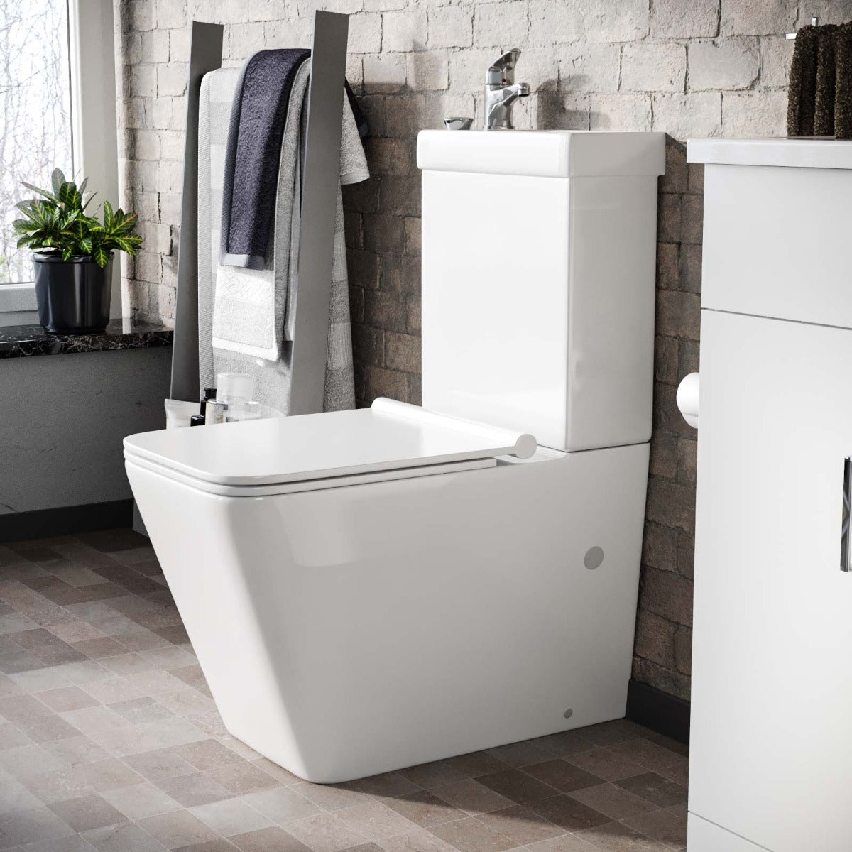 Nova 2 in 1 Combo Toilet and Basin Cloakroom Space Saver Unit and Basin Tap and Waste