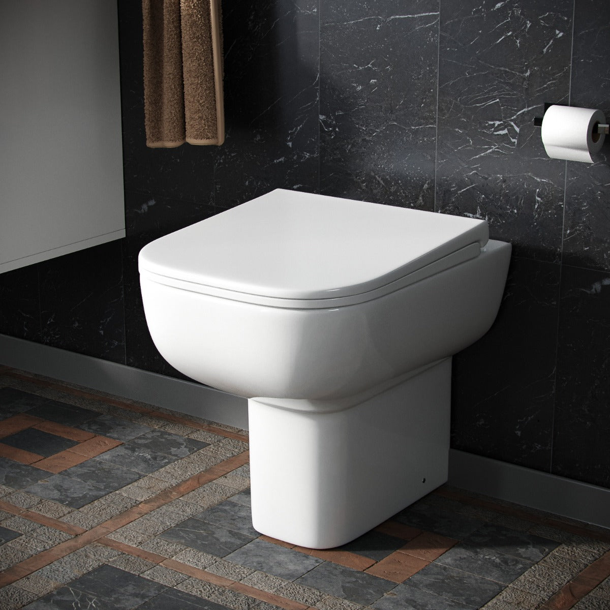 Comfort Height Rimless Back To Wall Pan & Soft Toilet Seat