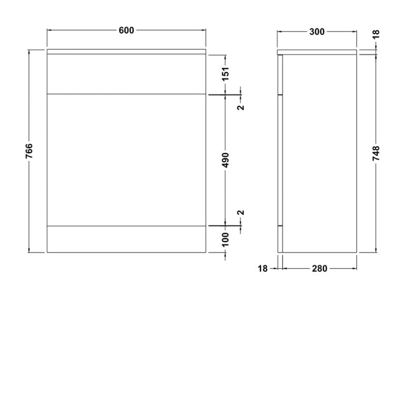 Back to Wall WC Toilet Unit 600mm Gloss White