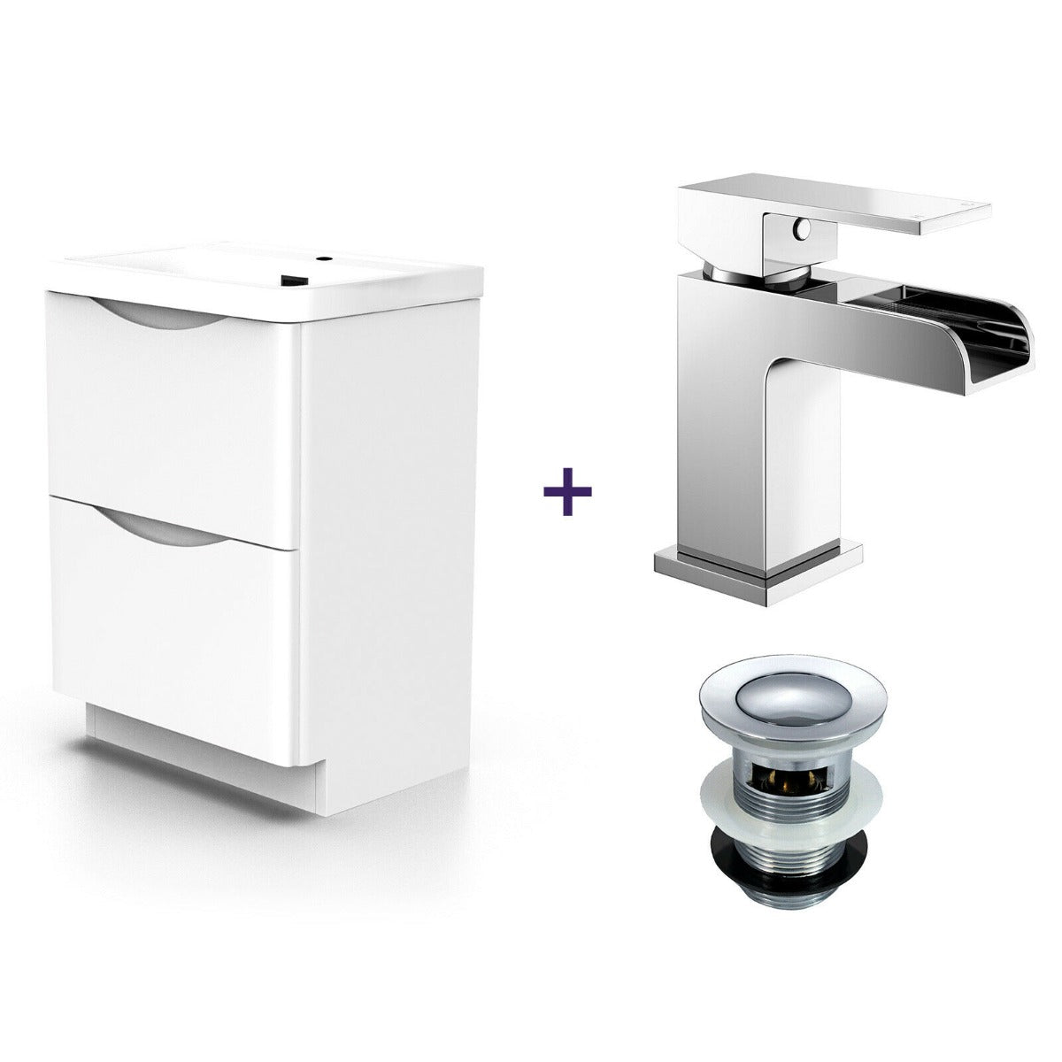 Merton 600mm Basin Vanity Unit Tap and Waste Set