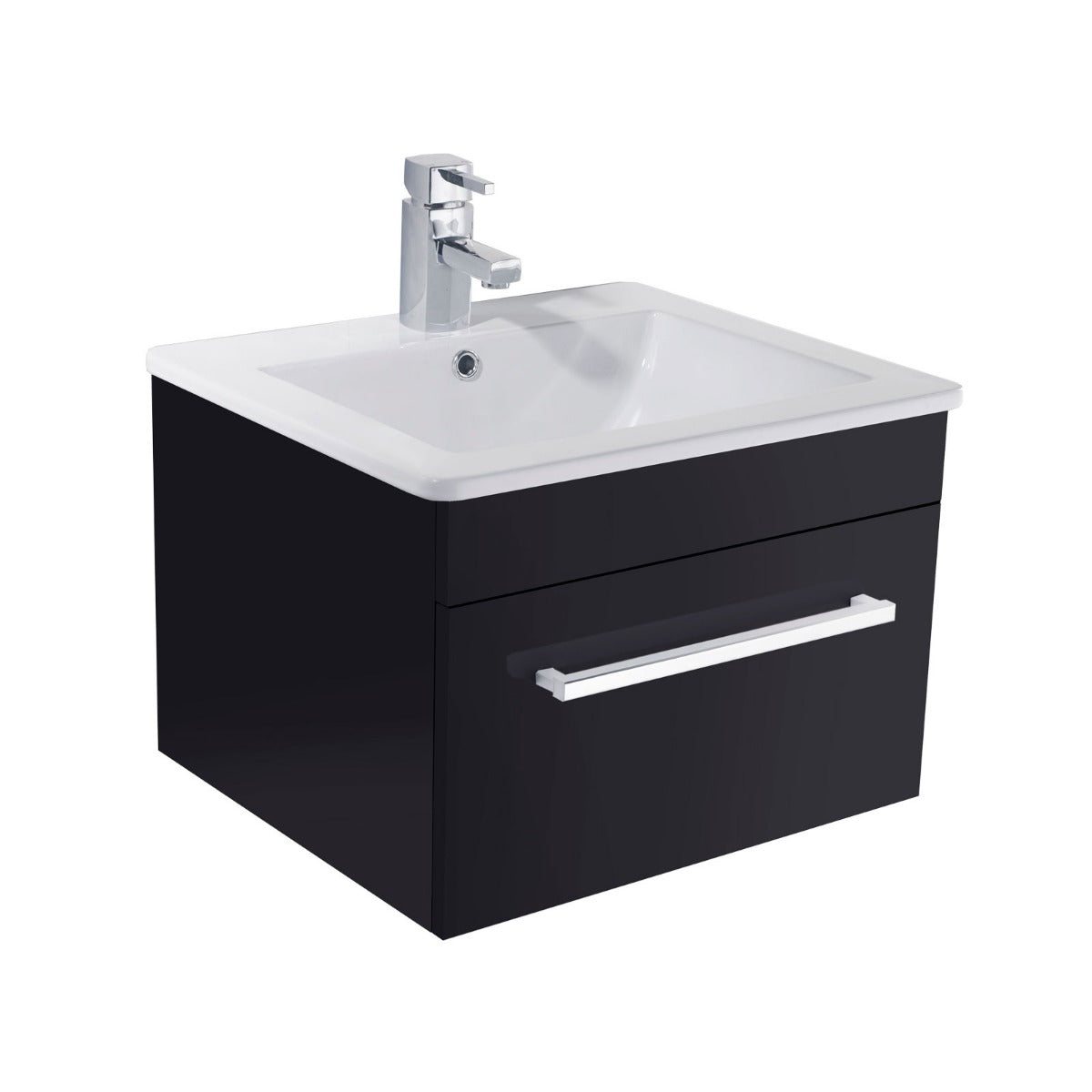 Lyndon 540mm Wall Hung Black Gloss MDF & Basin Vanity Cabinet