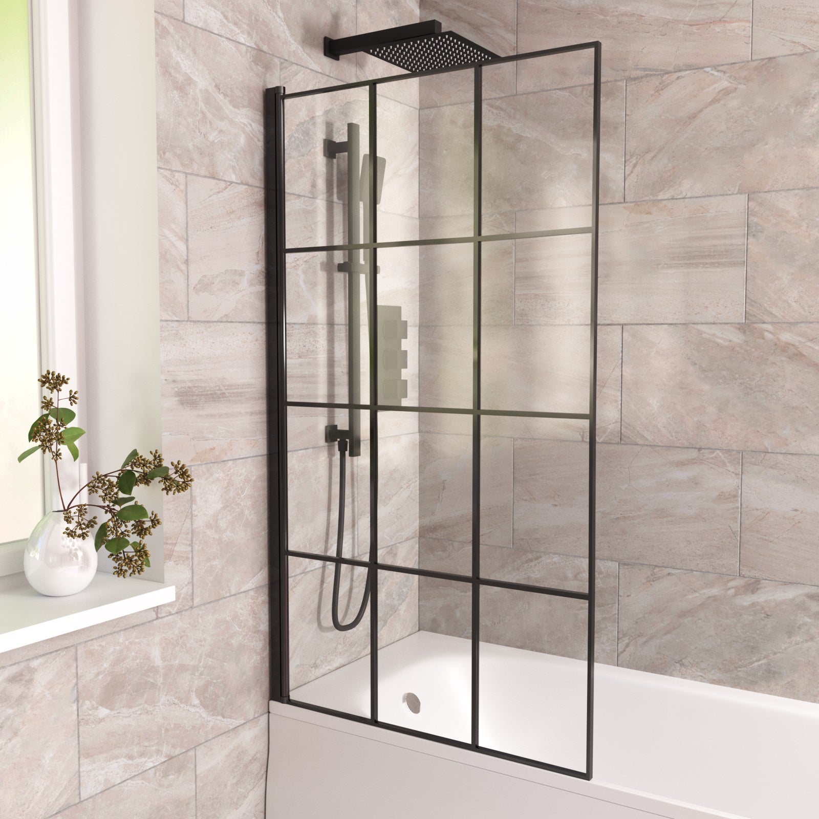 Framed Grid Bath Shower Screens