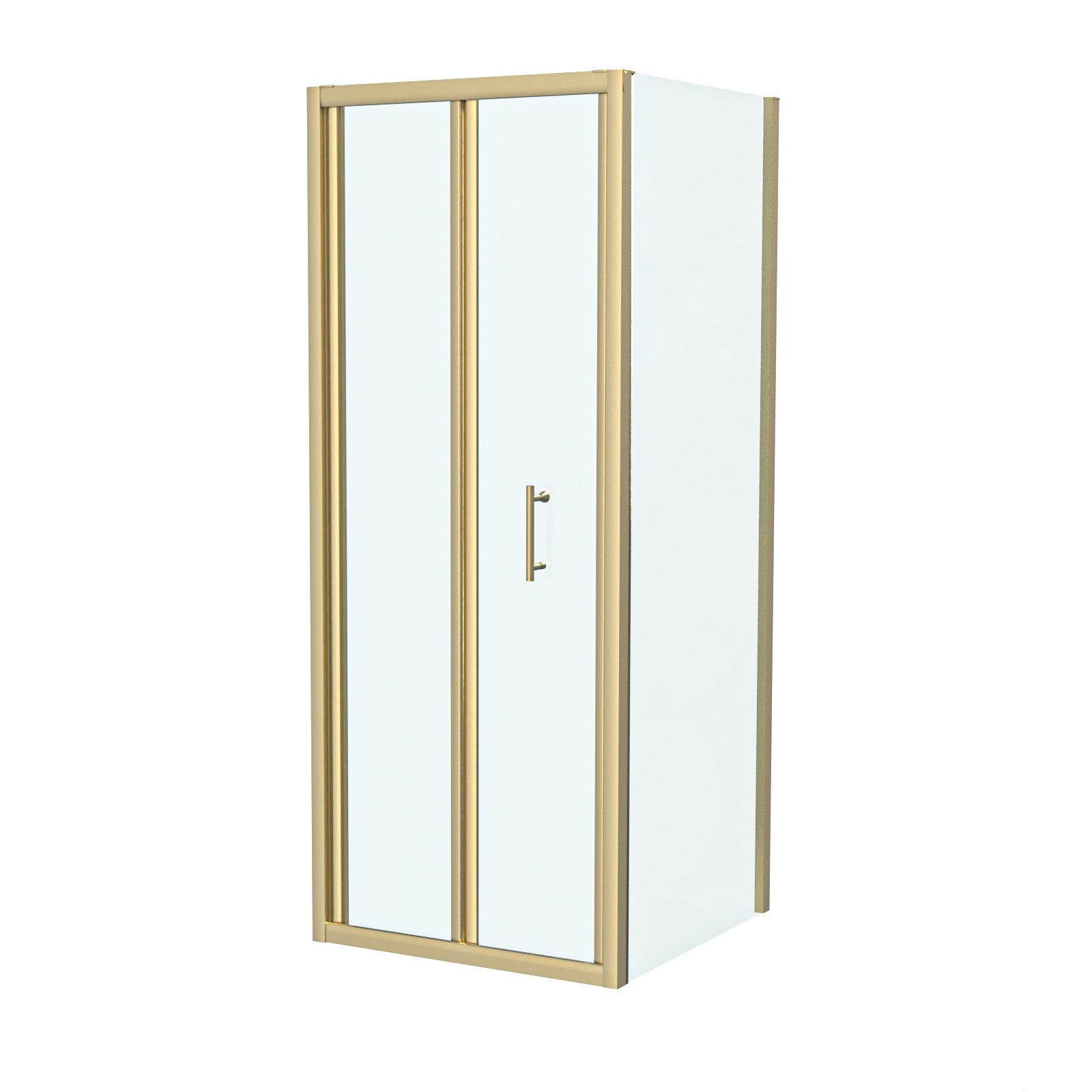 Brushed Brass 700mm Bi-fold Shower Door 700mm Side Panel Tempered Glass With Tray