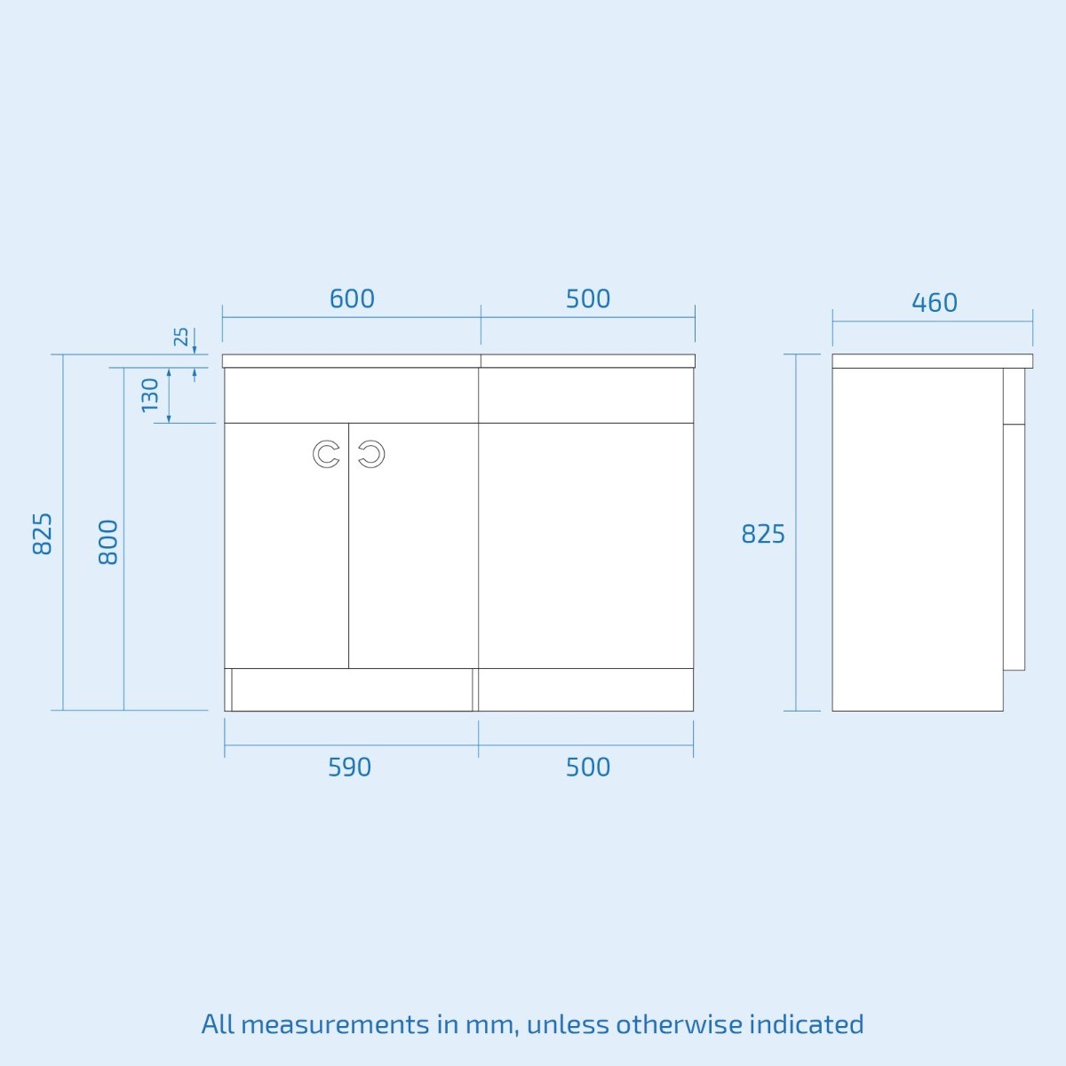 Dene 1100mm P Shaped LH White Vanity Basin Cabinet and Wc BTW Toilet Unit