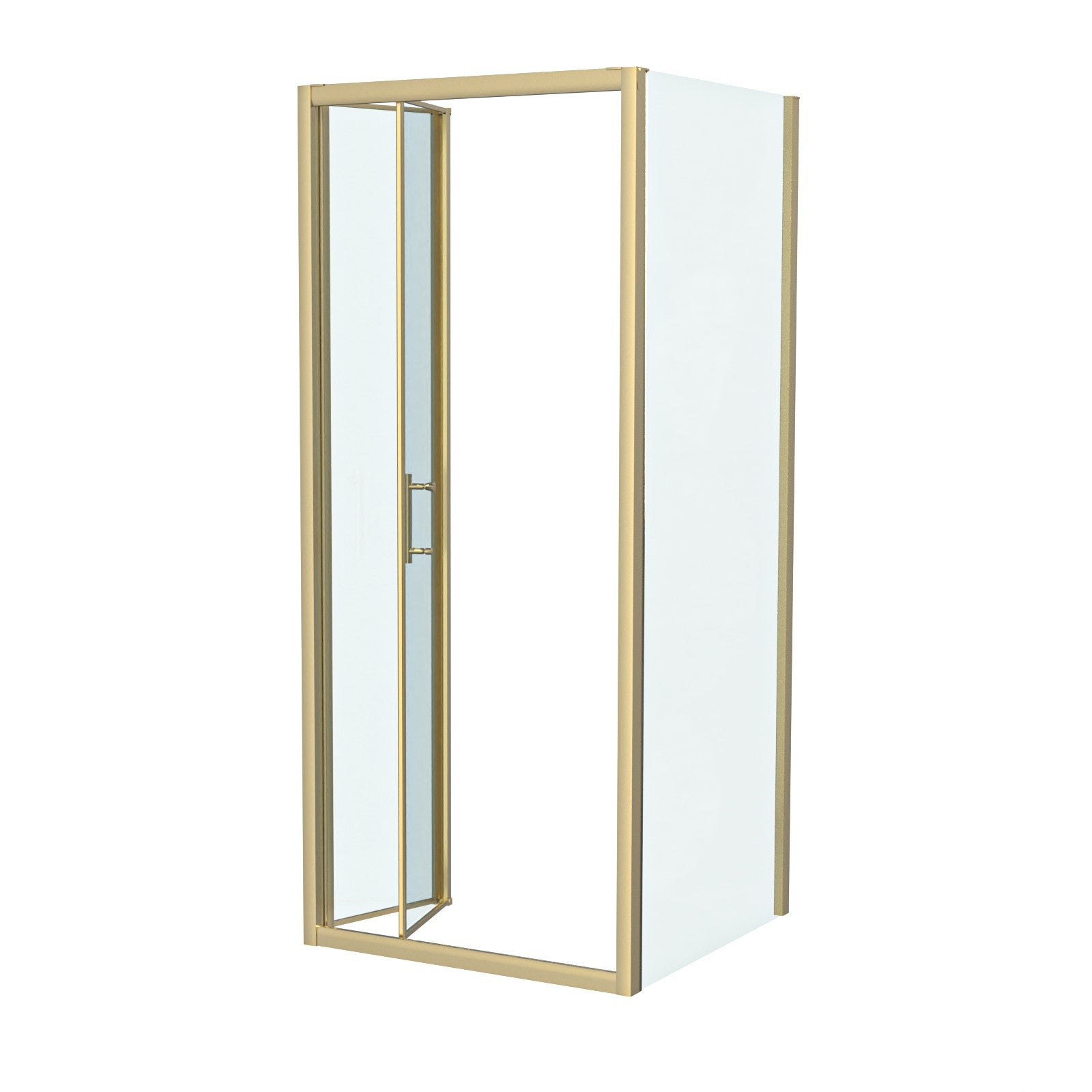 Brushed Brass 800mm Bi-fold Shower Door 800mm Side Panel Tempered Glass With Tray