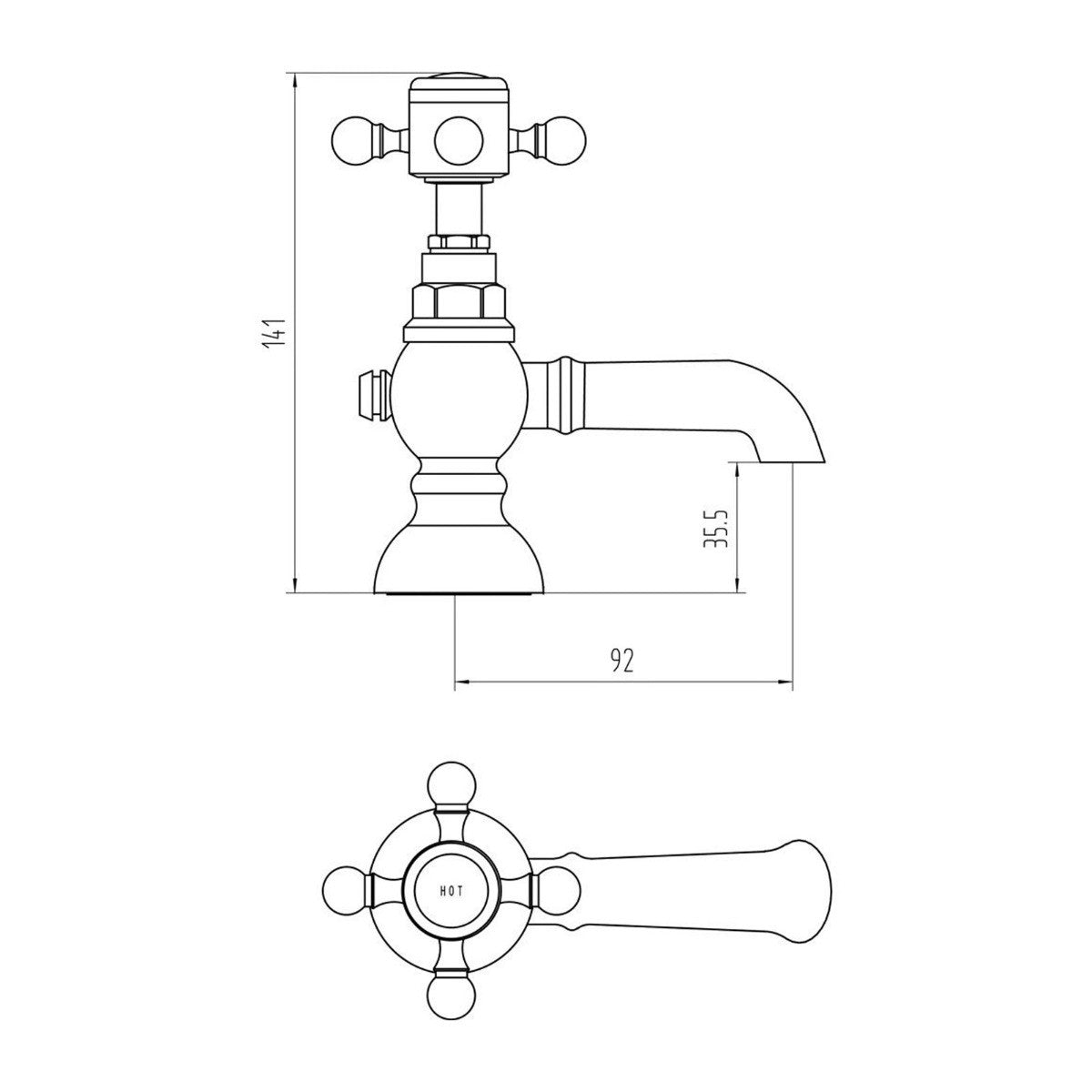 Churchill Edwardian Traditional Hot & Cold Twin Basin Taps Chrome