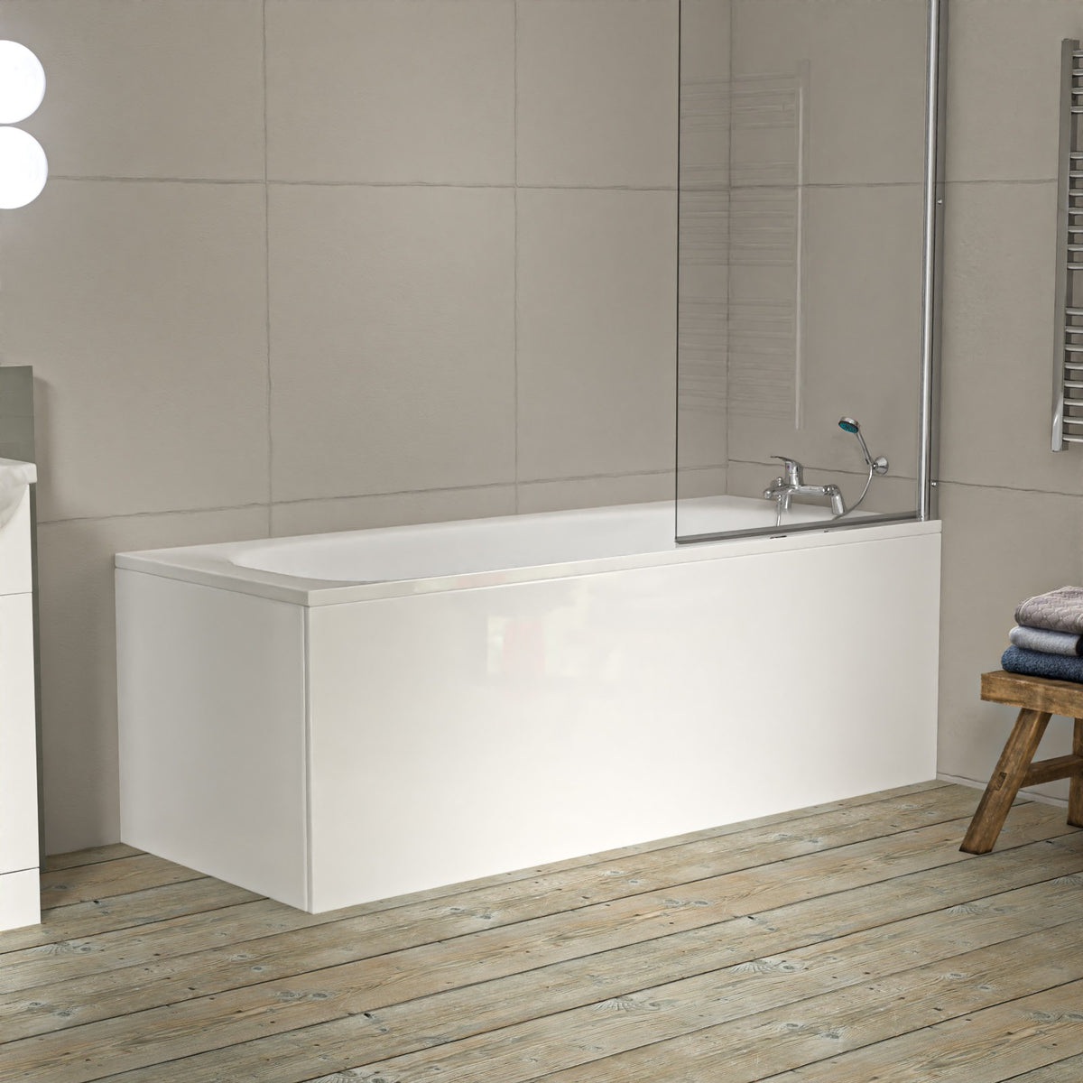 1700mm Bath With Front Panel, 550mm Vanity & Toilet, Bath Filler & Basin Mixer Tap With Waste