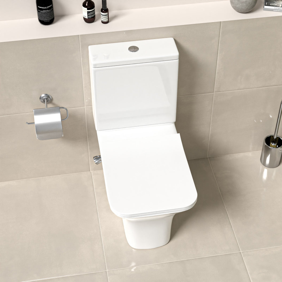 Square Tornado Close Coupled Toilet Pan with Integrated Bidet Valve