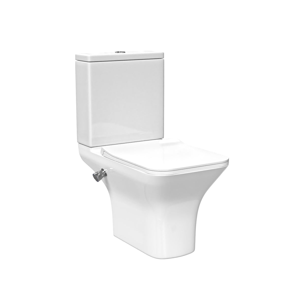 Square Tornado Close Coupled Toilet Pan with Integrated Bidet Valve