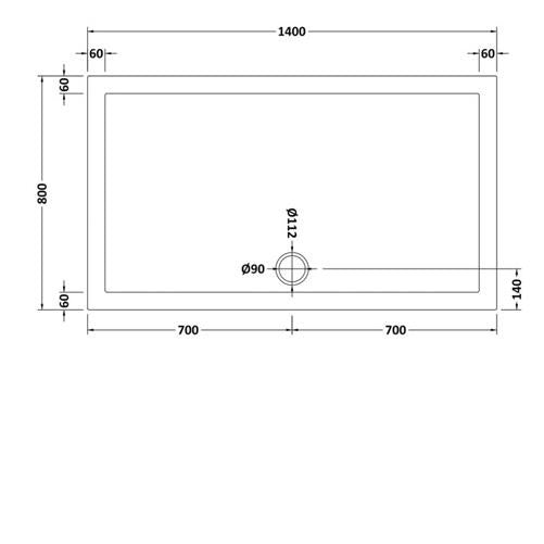 Chrome 1400 x 800mm Wet Room Screen 8mm Tempered Glass with Tray