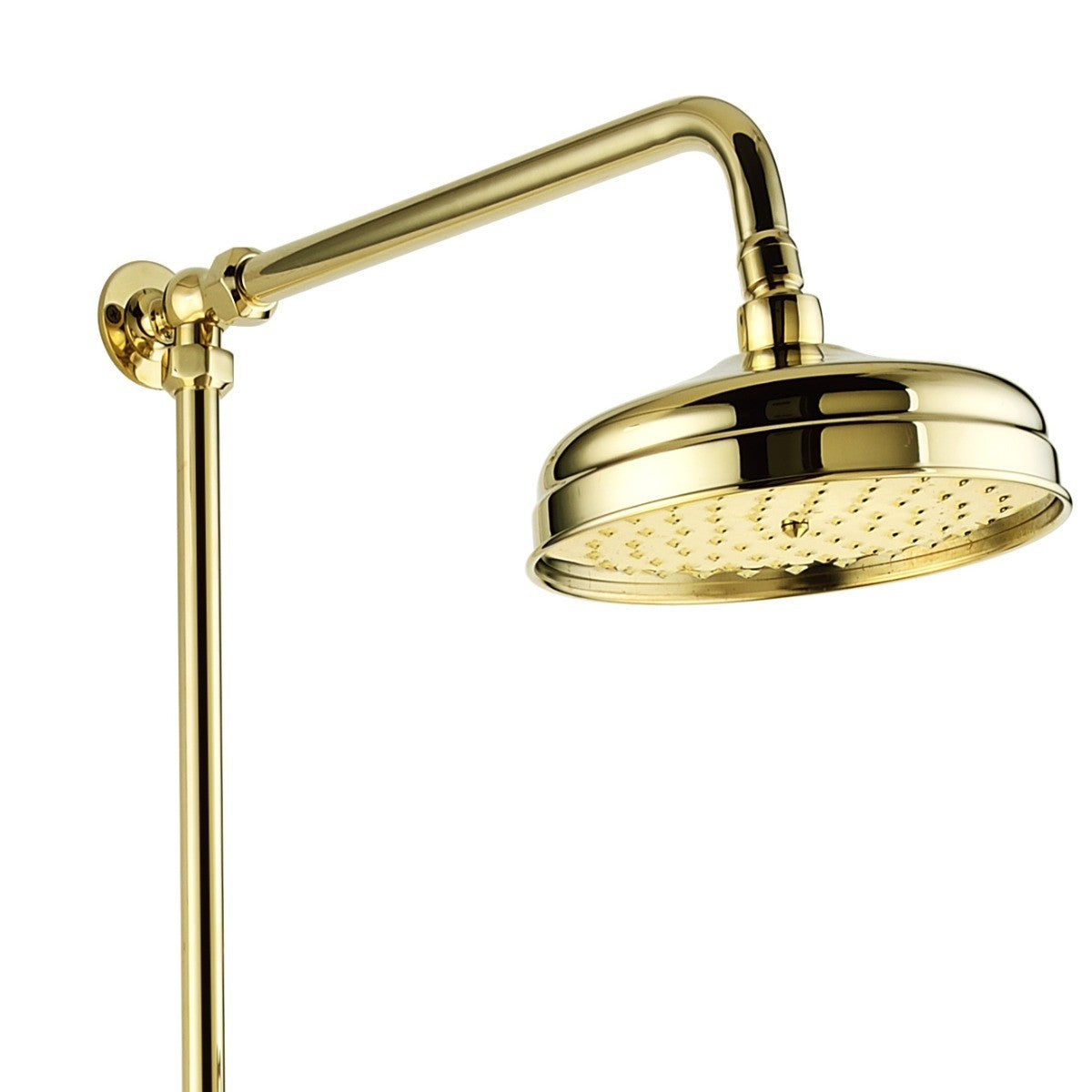 Traditional Exposed Thermostatic Valve, Riser Rail & Round Handset Gold