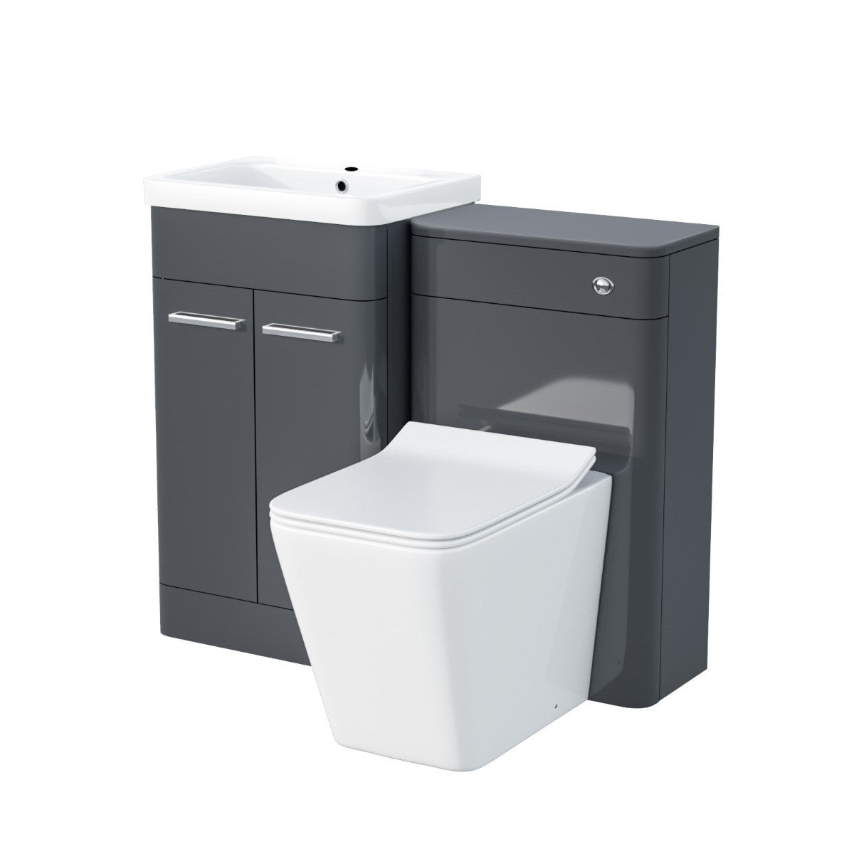 Afern Anthracite 1000mm Vanity Cabinet with WC Unit And Rimless BTW Toilet