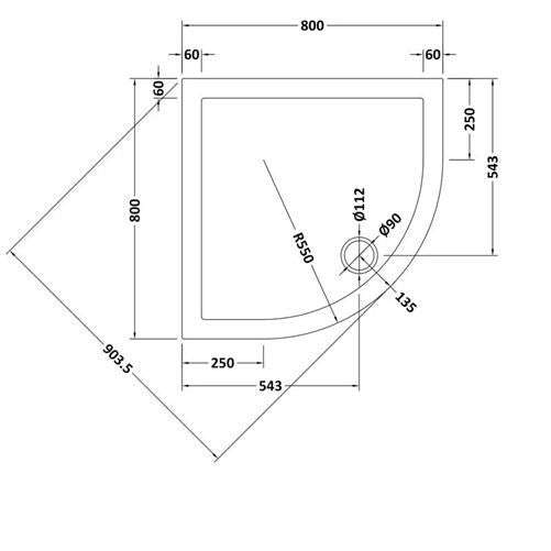 Harper Quadrant 800mm Shower Tray Slate Grey