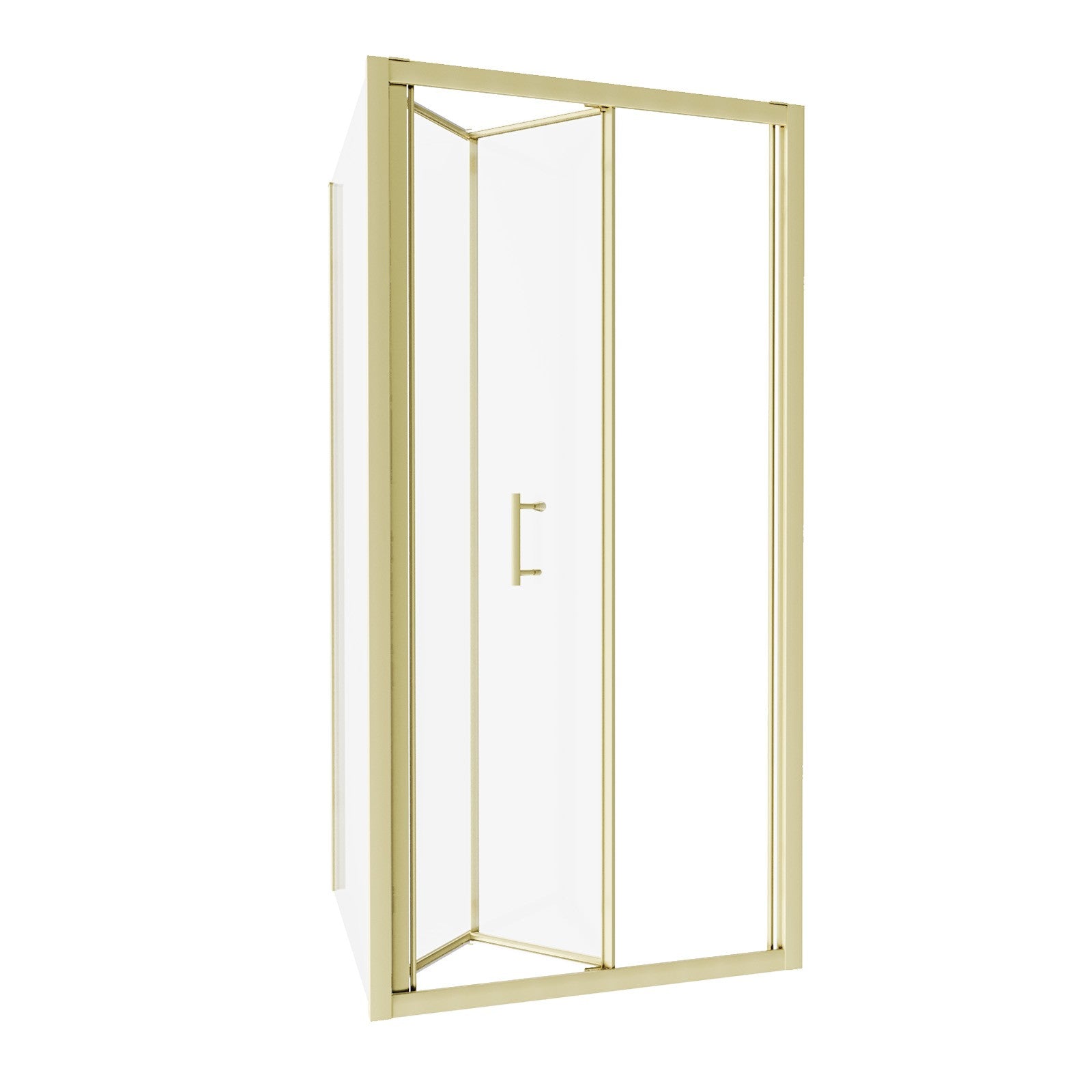 Brushed Brass 1000mm Bi-fold Shower Door 900mm Tempered Glass Panel
