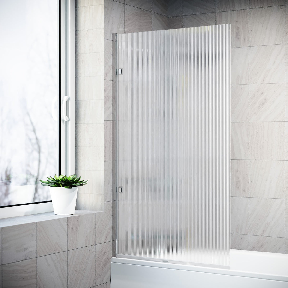 800mm Fluted Bath Screen, Easy Clean Chrome Aluminum and Parts