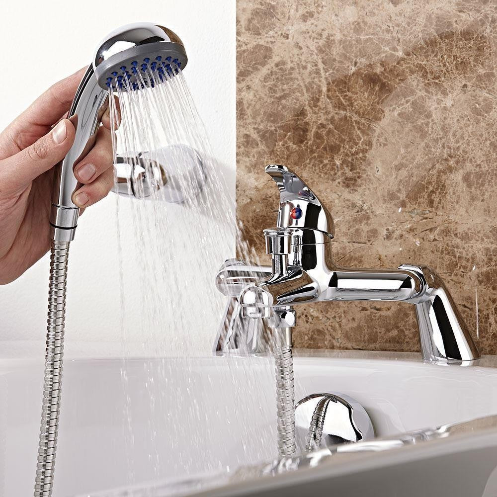 Winstead Chrome Exposed Bath Shower Mixer Handless Slider Rail 3 Mode Handset