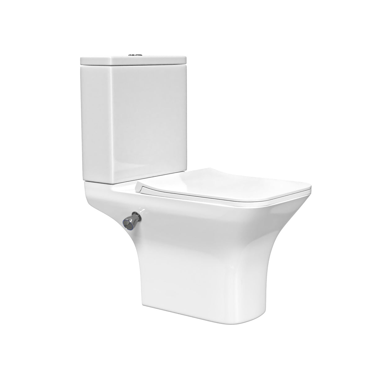 Square Tornado Close Coupled Toilet Pan with Integrated Bidet Valve