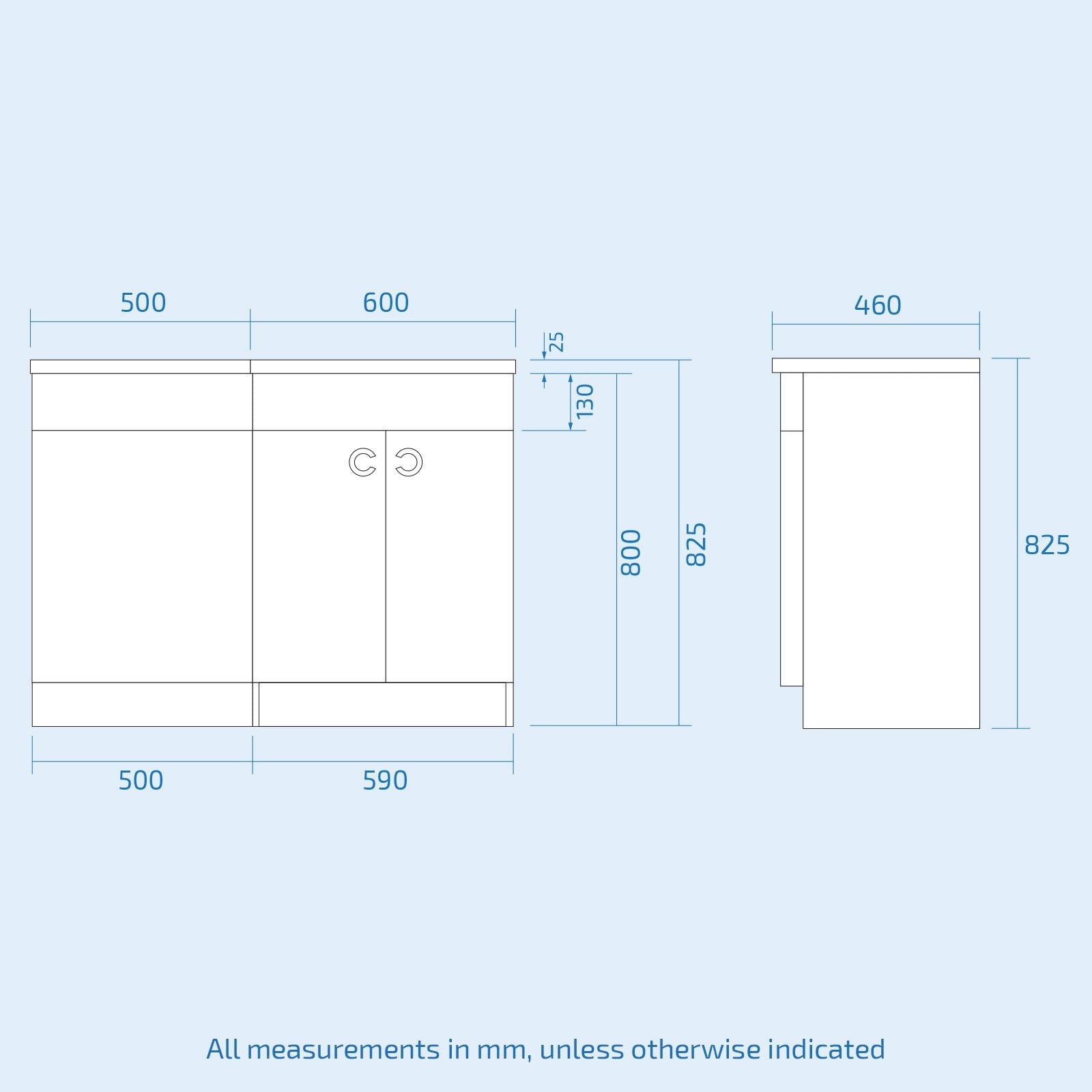 Dene 1100mm P Shaped RH White Vanity Basin Cabinet and Wc BTW Toilet Unit