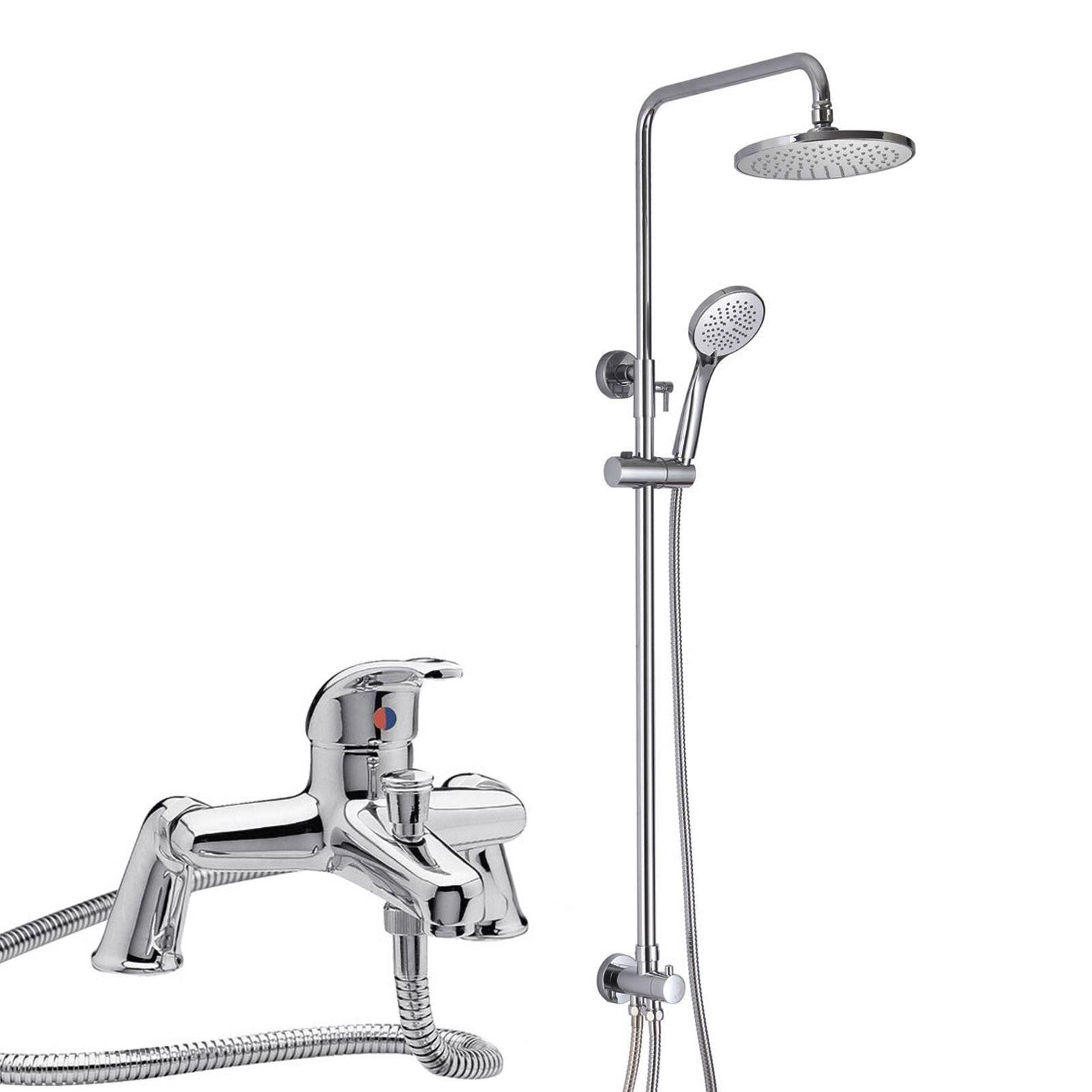 Winstead Chrome Exposed Bath Shower Mixer Handless Slider Rail 3 Mode Handset