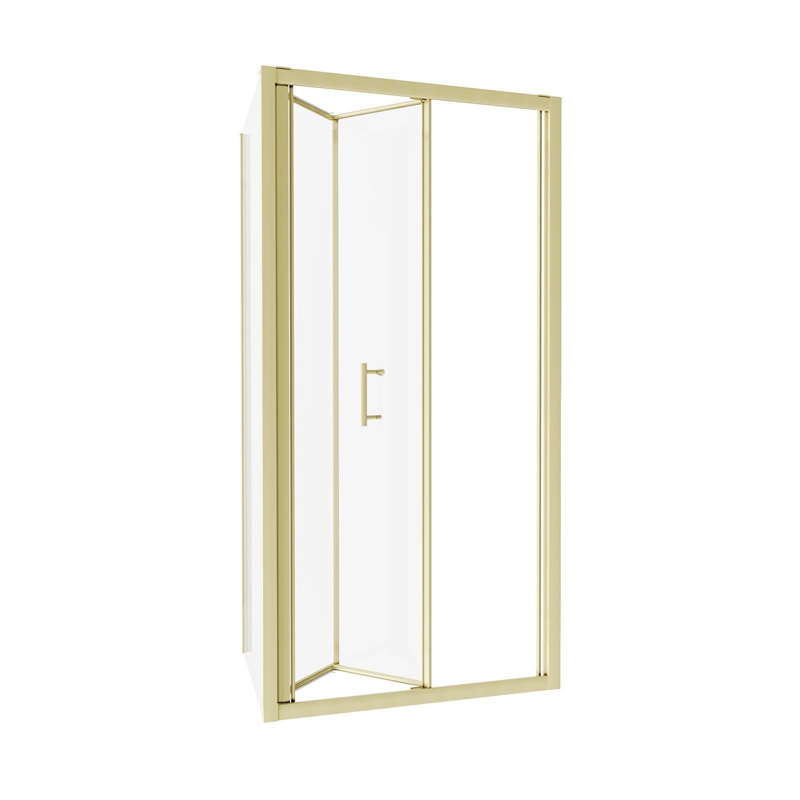 Brushed Brass 1000mm Bi-fold Shower Door 800mm Tempered Glass Panel