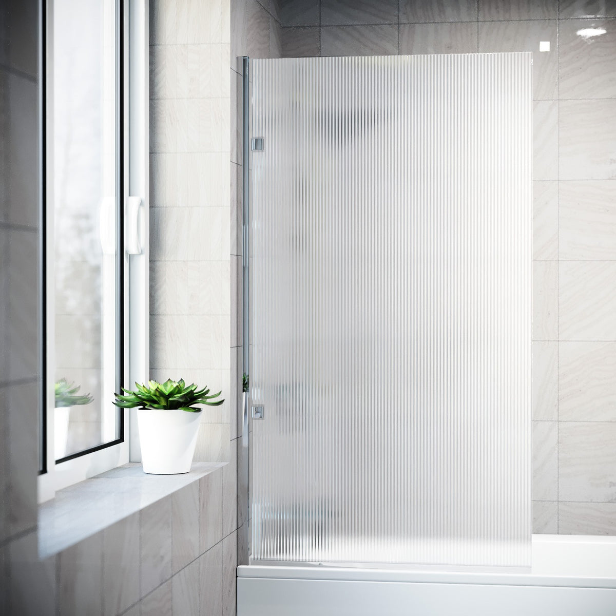 800mm Fluted Bath Screen, Easy Clean Chrome Aluminum and Parts