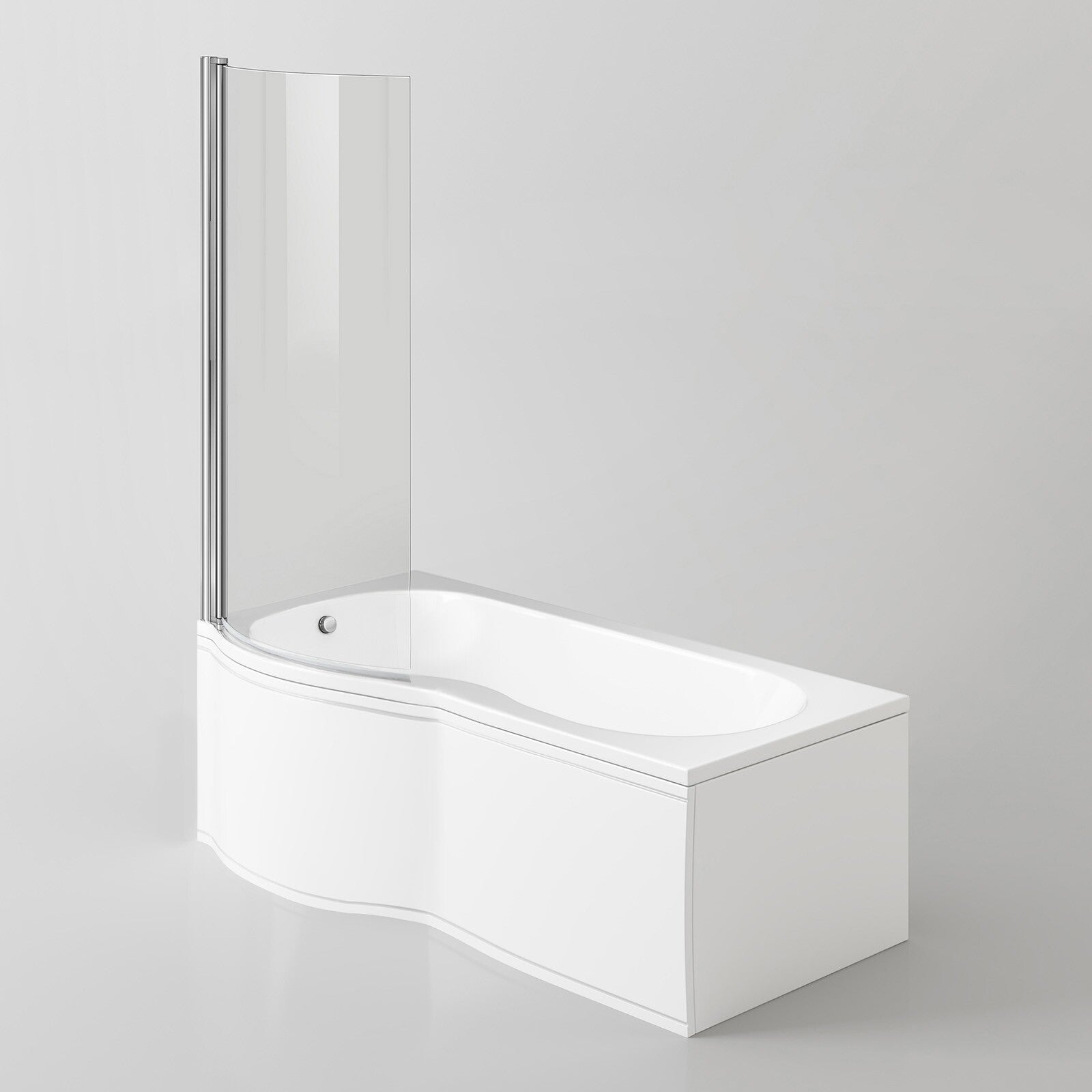 Diamond 1700 x 700mm P-Shaped Shower Bath with Bath Screen Left Hand