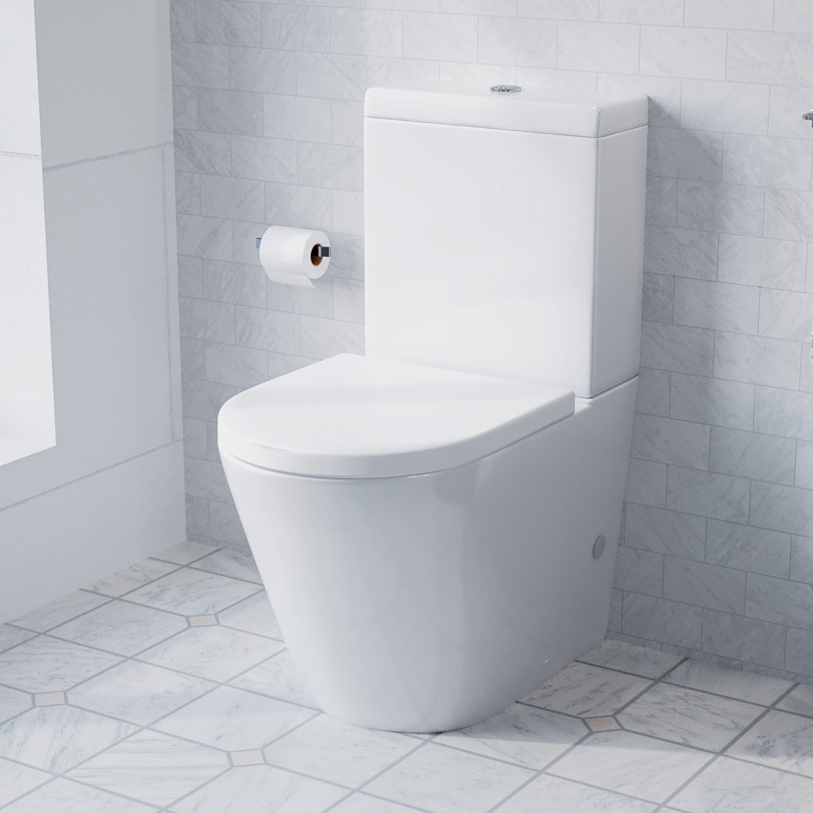 AFERN 600mm Freestanding Anthracite Vanity with Close Coupled Toilet & Quadrant Screen