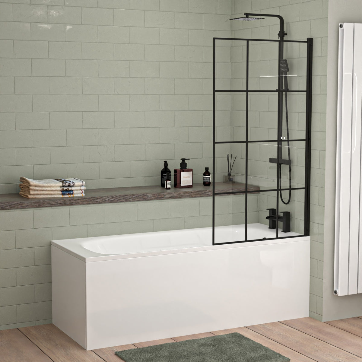 Alsaka Bathtub Shower Screen Anthracite Basin Vanity Toilet Matte Black Taps