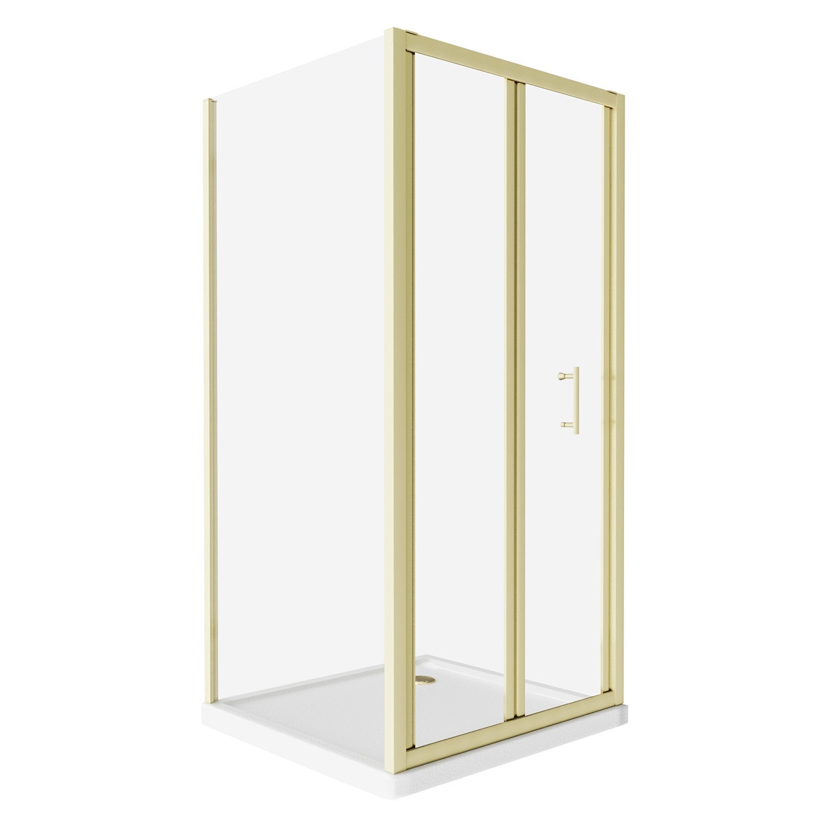 Brushed Brass 1000mm Bi-fold Shower Door 1000mm Tempered Glass Panel With Tray