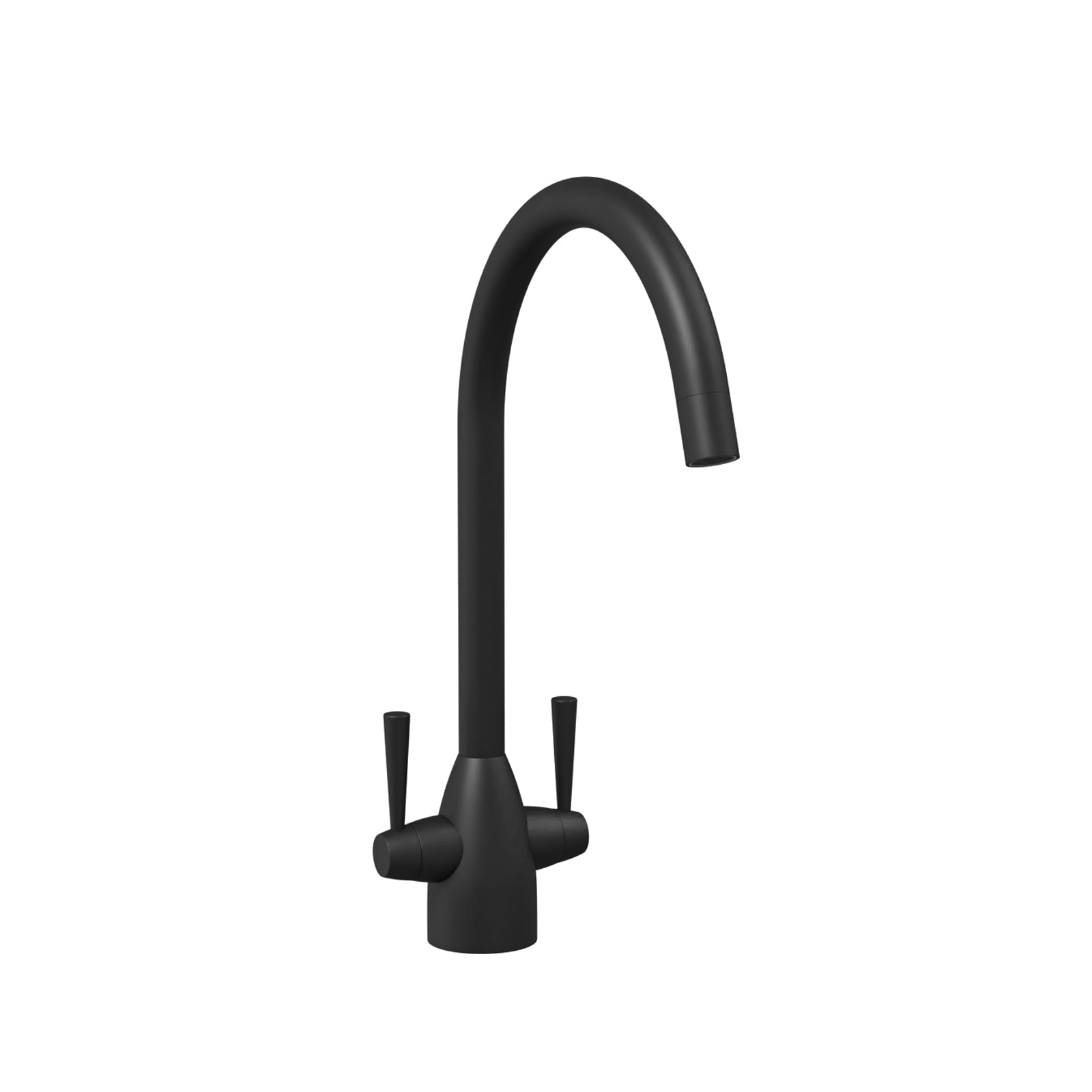 Matt Black Modern Kitchen Sink Swivel Mixer Tap Dual Lever