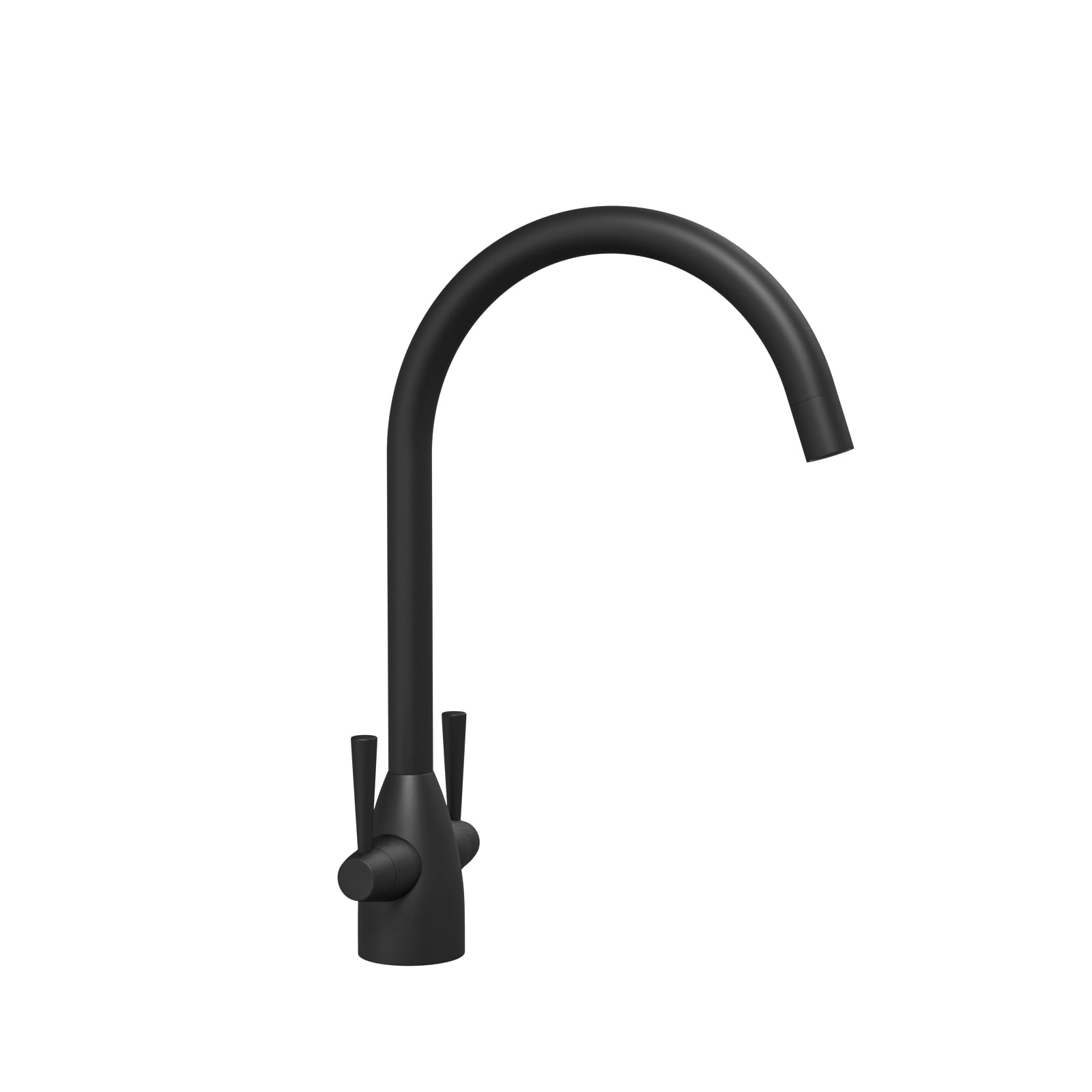 Matt Black Modern Kitchen Sink Swivel Mixer Tap Dual Lever