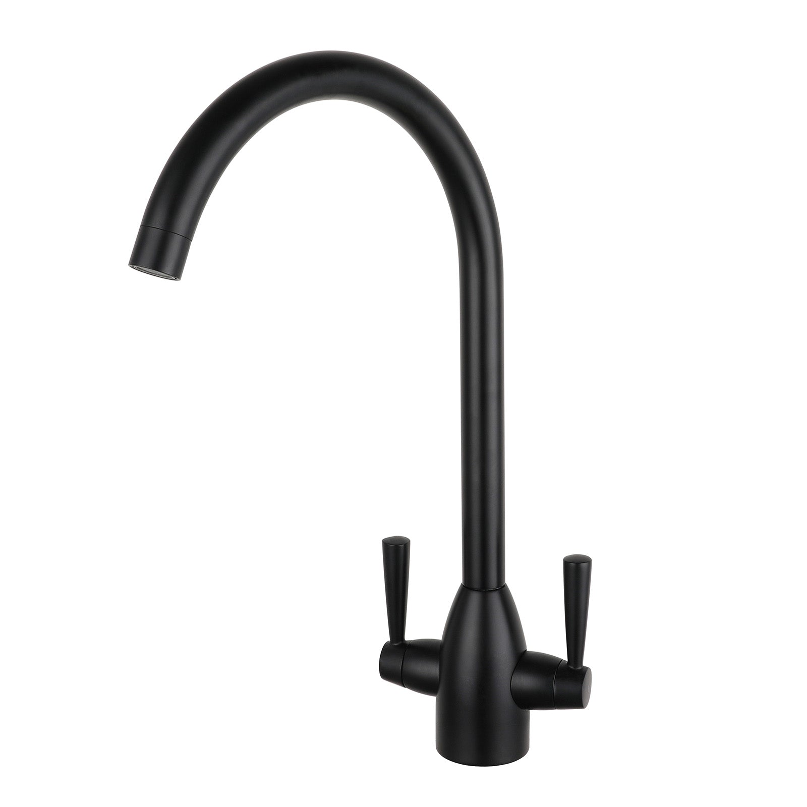 Matt Black Modern Kitchen Sink Swivel Mixer Tap Dual Lever