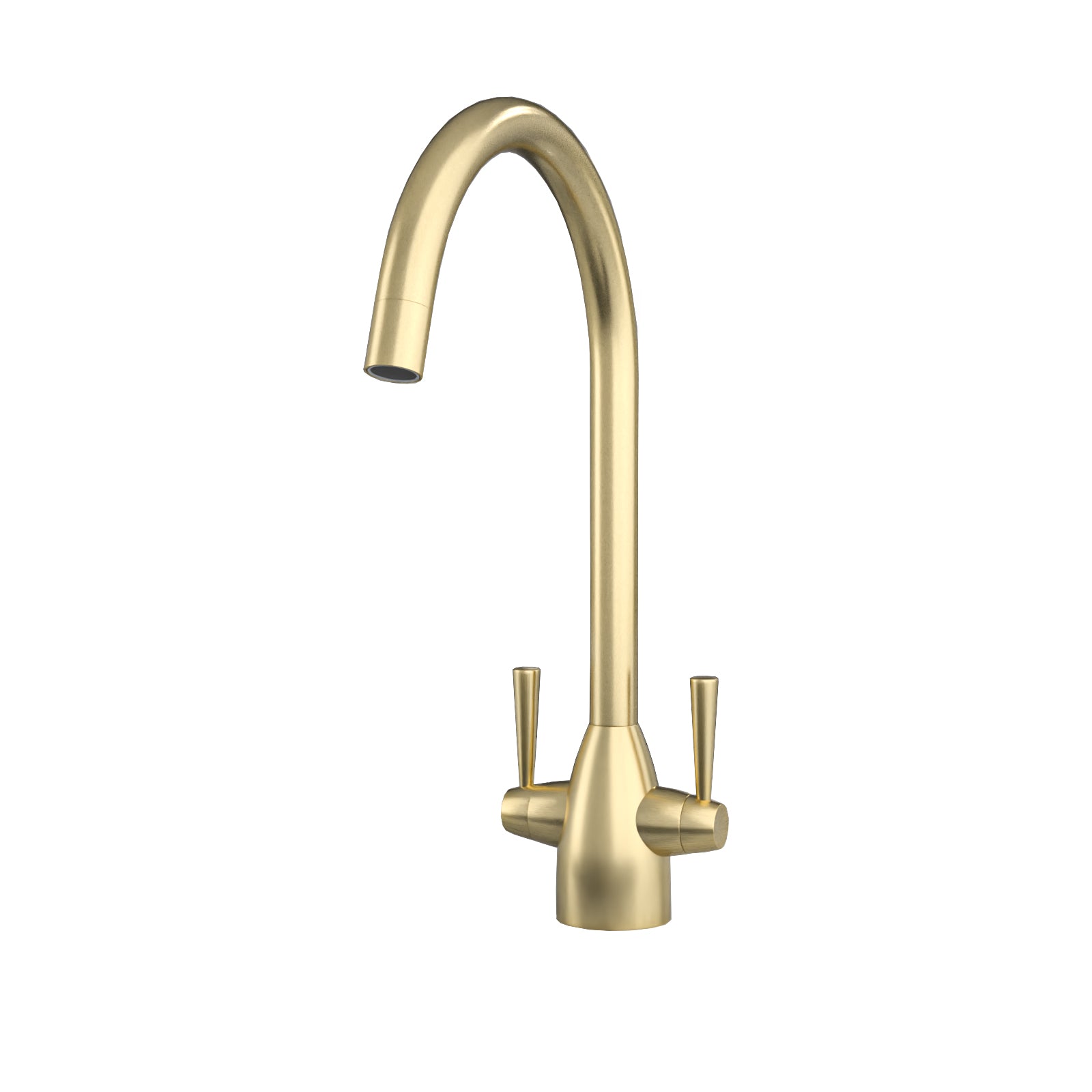 Brushed Brass Modern Kitchen Sink Swivel Mixer Tap Dual Lever